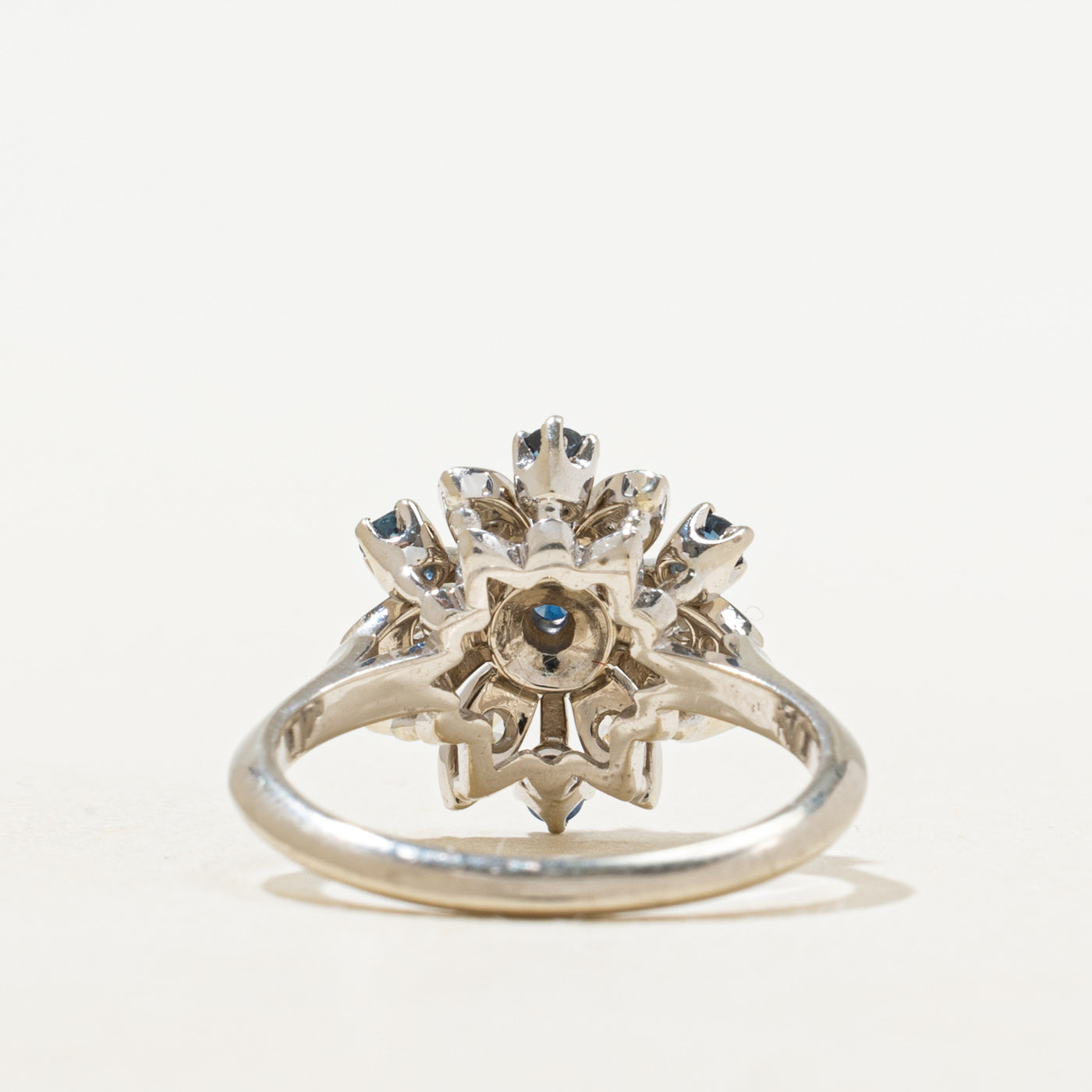 Sapphire & Diamond Snowflake Cocktail Ring | 0.45ctw, 0.06ctw | SZ 5.25