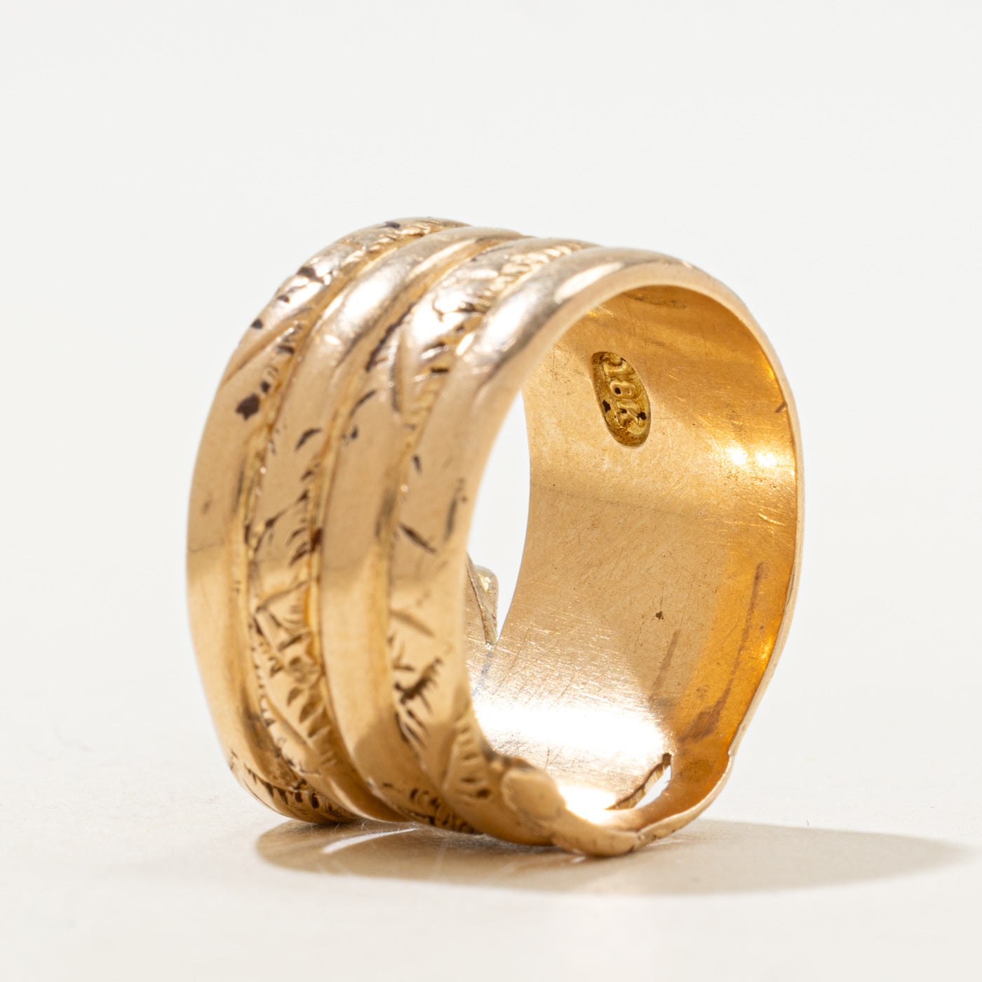 18k Garnet Engraved Snake Wrap Ring | 0.12ct | SZ 9.5