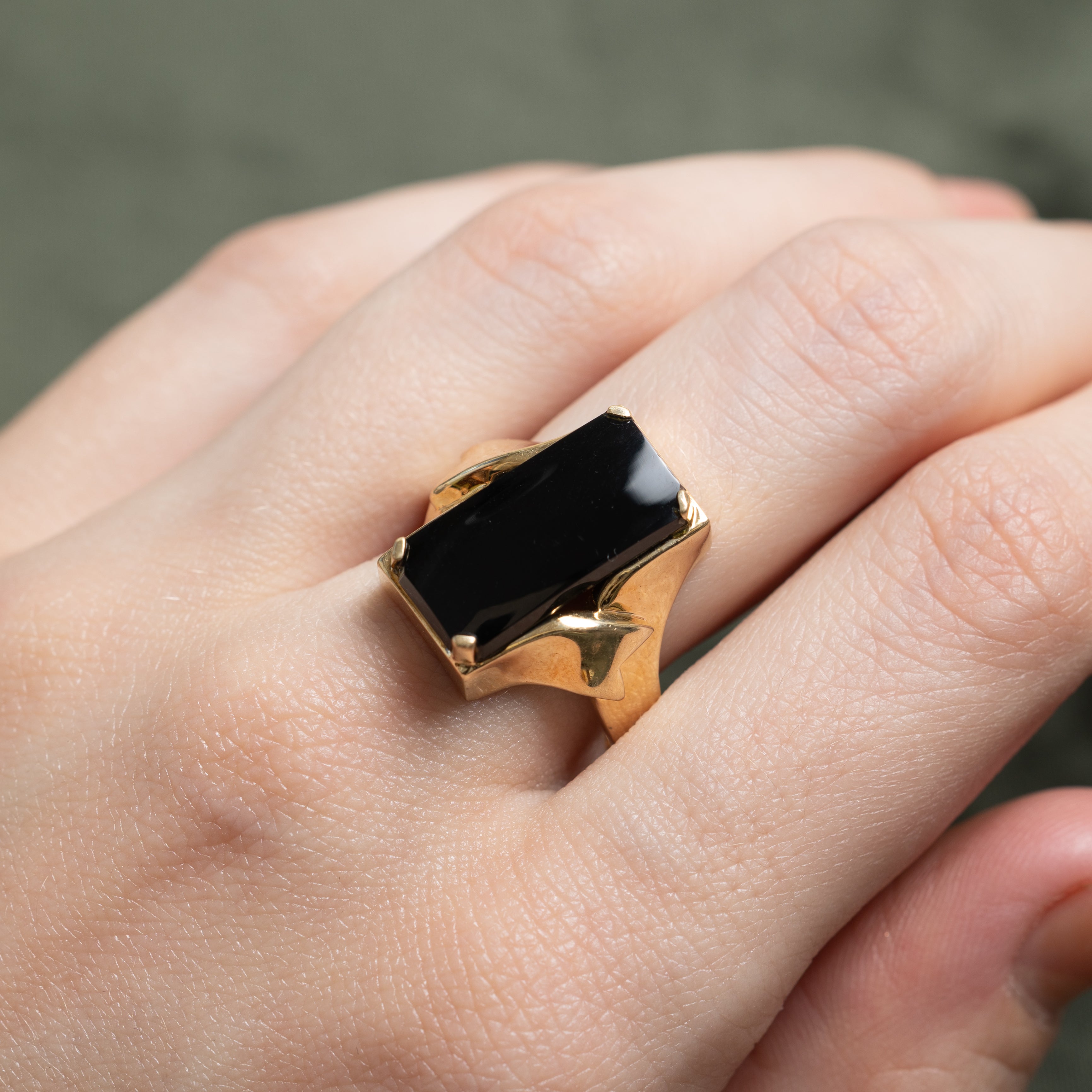 Rectangle Cut Onyx Signet Ring | SZ 9.25