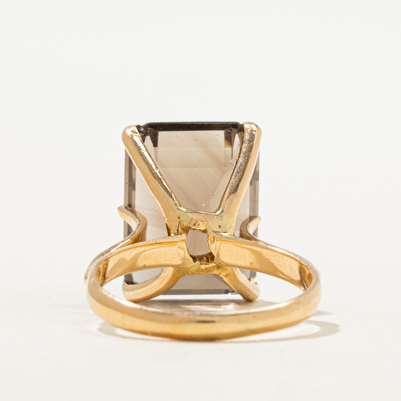 18k Rectangle Cut Smoky Quartz Cocktail Ring | 9.15ct | SZ 7.75