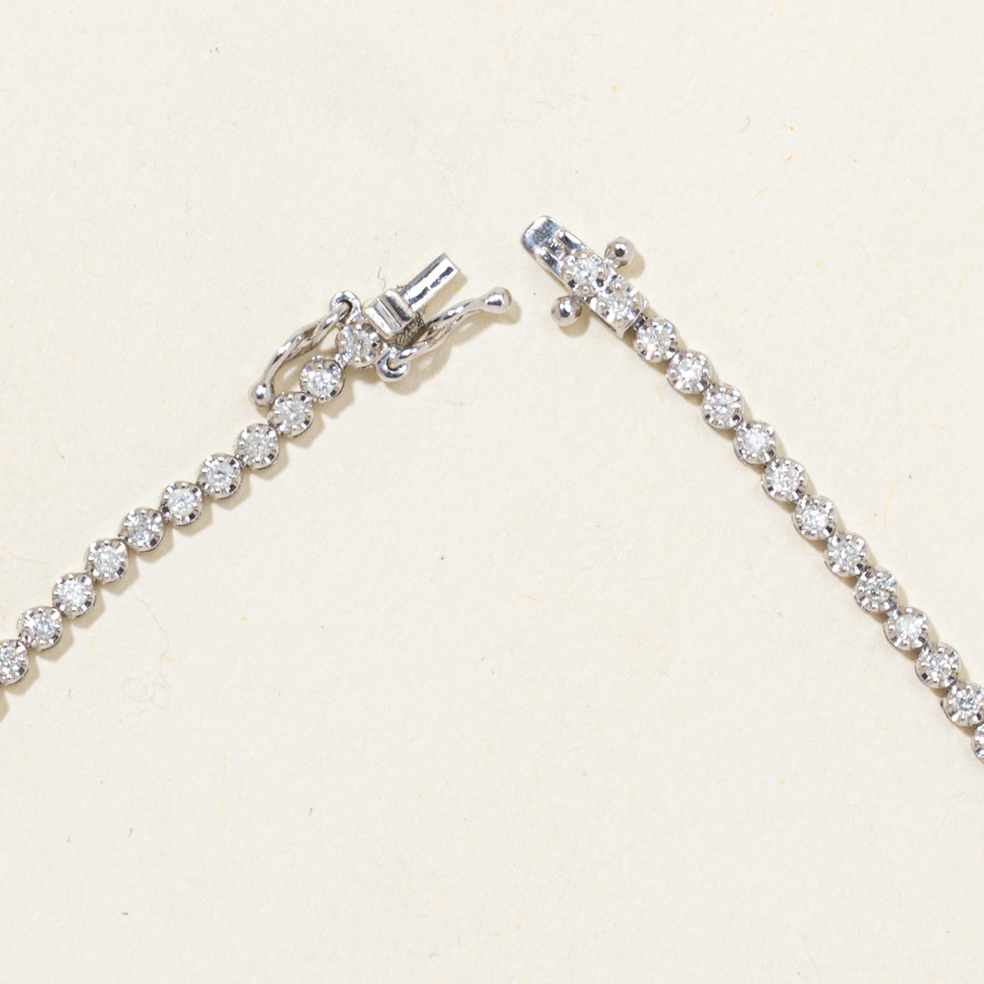 18k Basket Set Diamond Tennis Bracelet | 1.00ctw | 7"