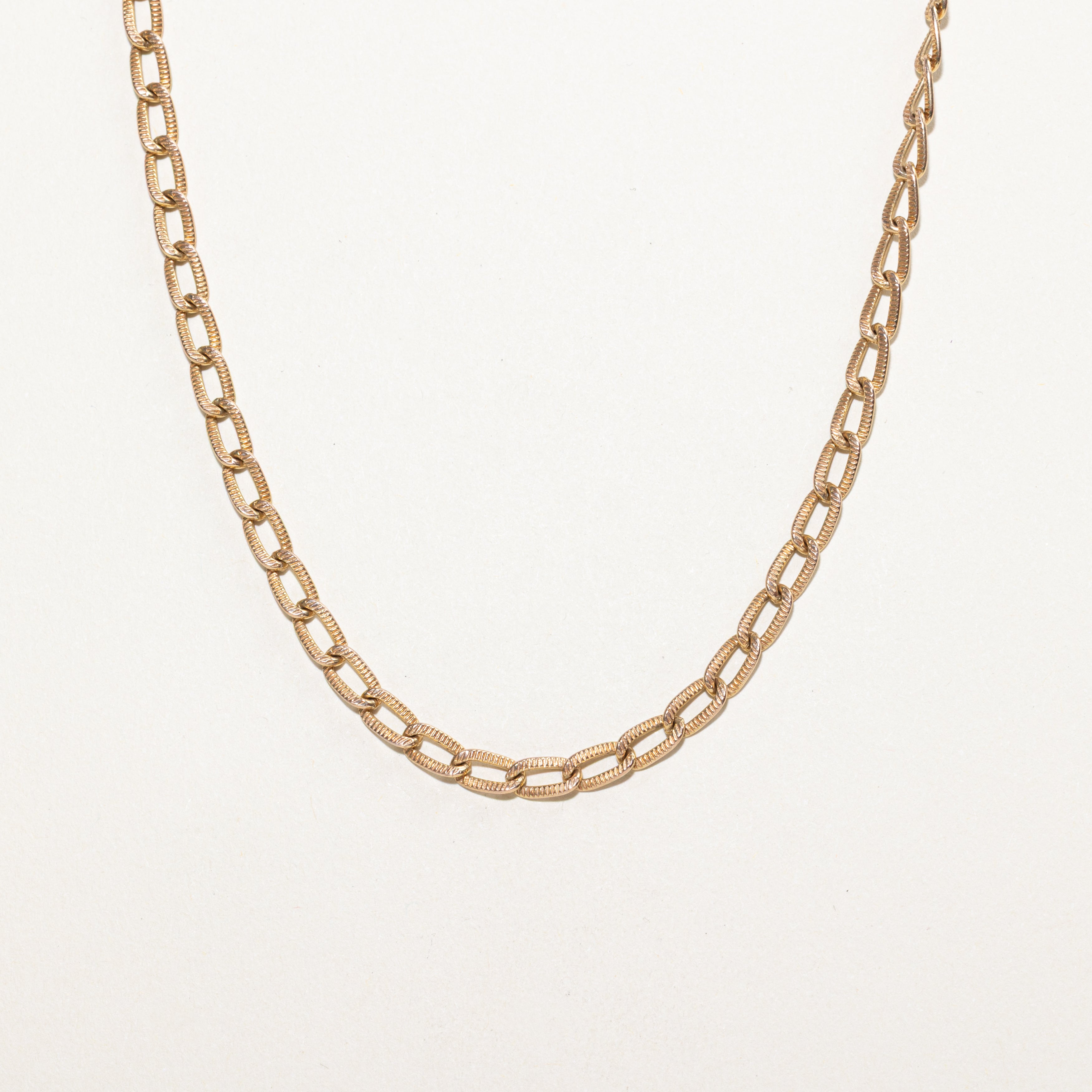 Italian 10k Yellow Gold Dog Clip Watch Chain | 15"