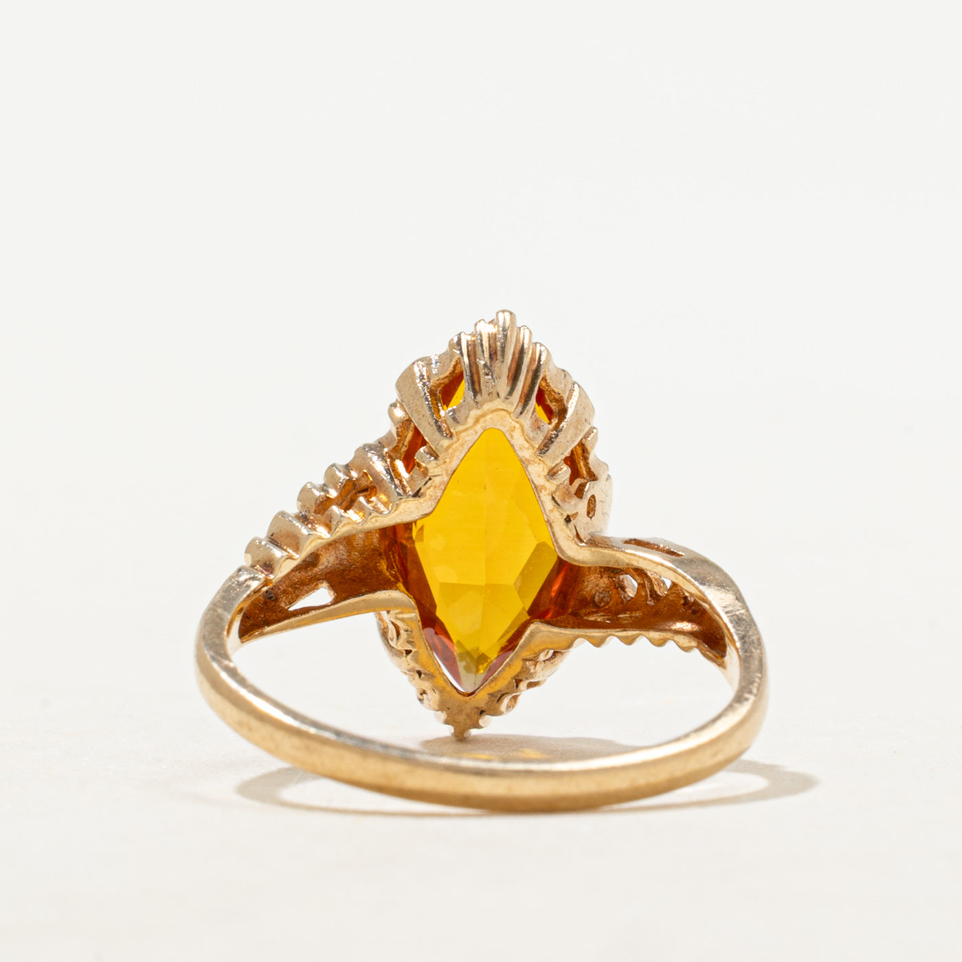 Marquise Cut Orange Sapphire Textured Bypass Ring | 2.54ct | SZ 6.25