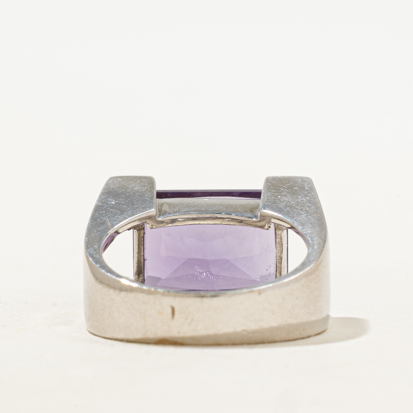 18k East West Amethyst & Diamond Cocktail Ring | 6.00ct, 0.02ctw | SZ 5.25
