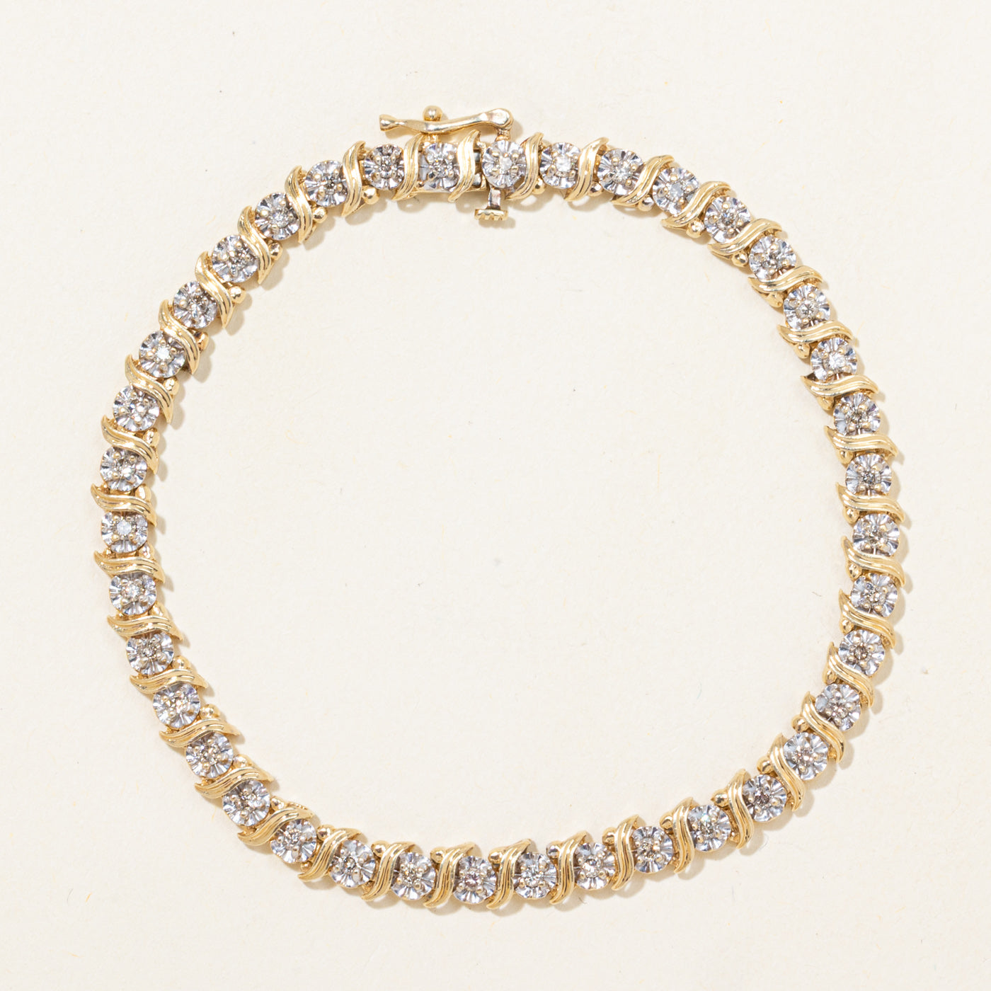 Illusion Set Diamond Wave Tennis Bracelet | 0.78ctw | 7.5"