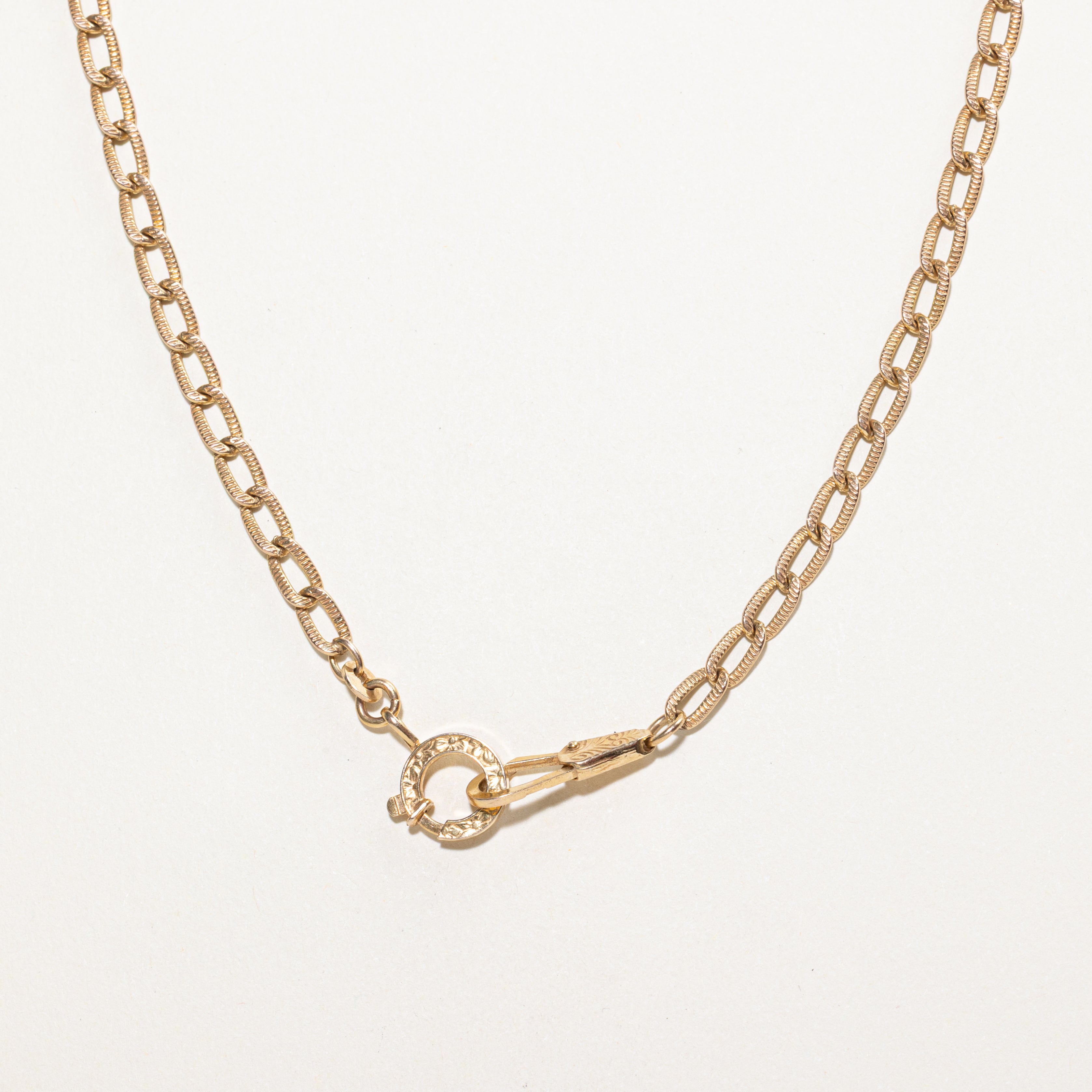 Italian 10k Yellow Gold Dog Clip Watch Chain | 15"