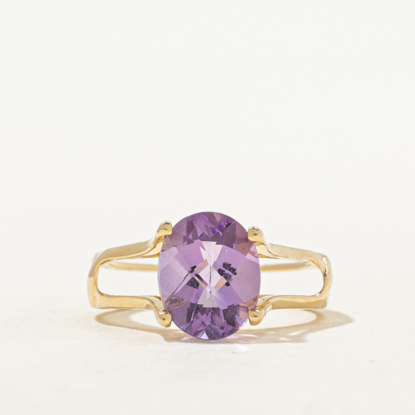 Oval Cut Amethyst Open Shank Ring | 2.22ct | SZ 6