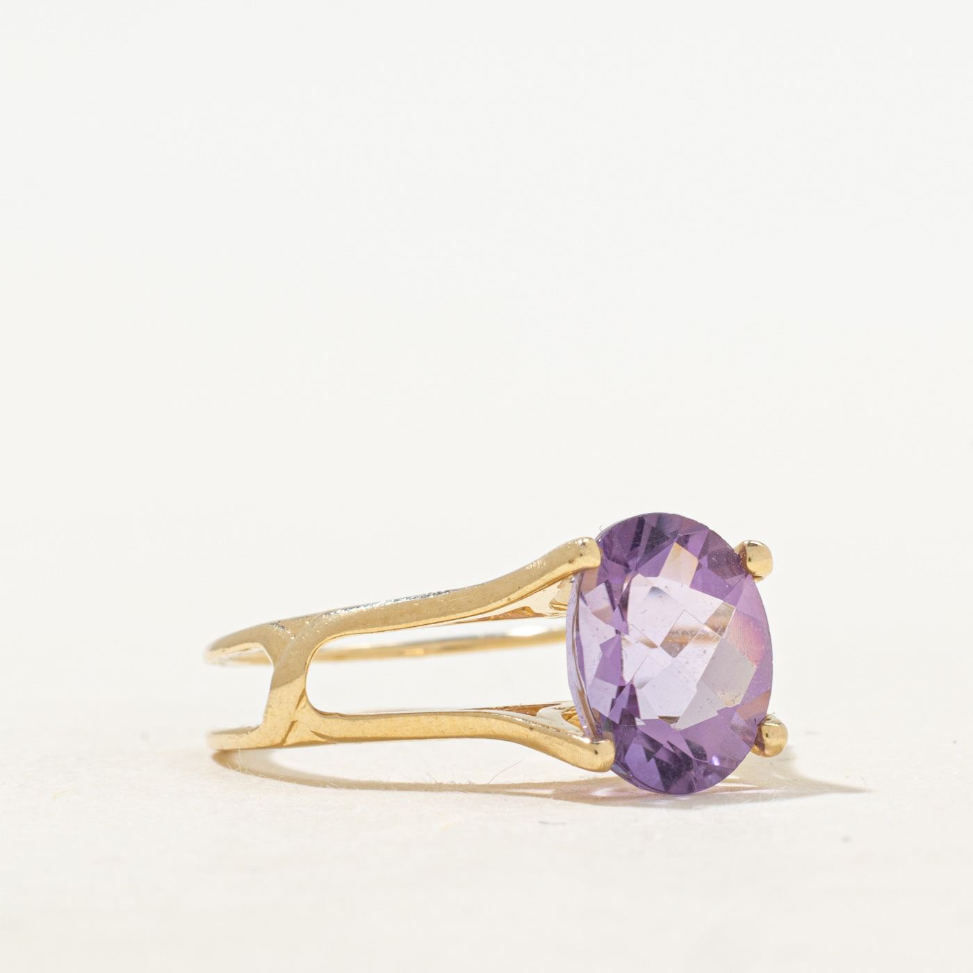 Oval Cut Amethyst Open Shank Ring | 2.22ct | SZ 6