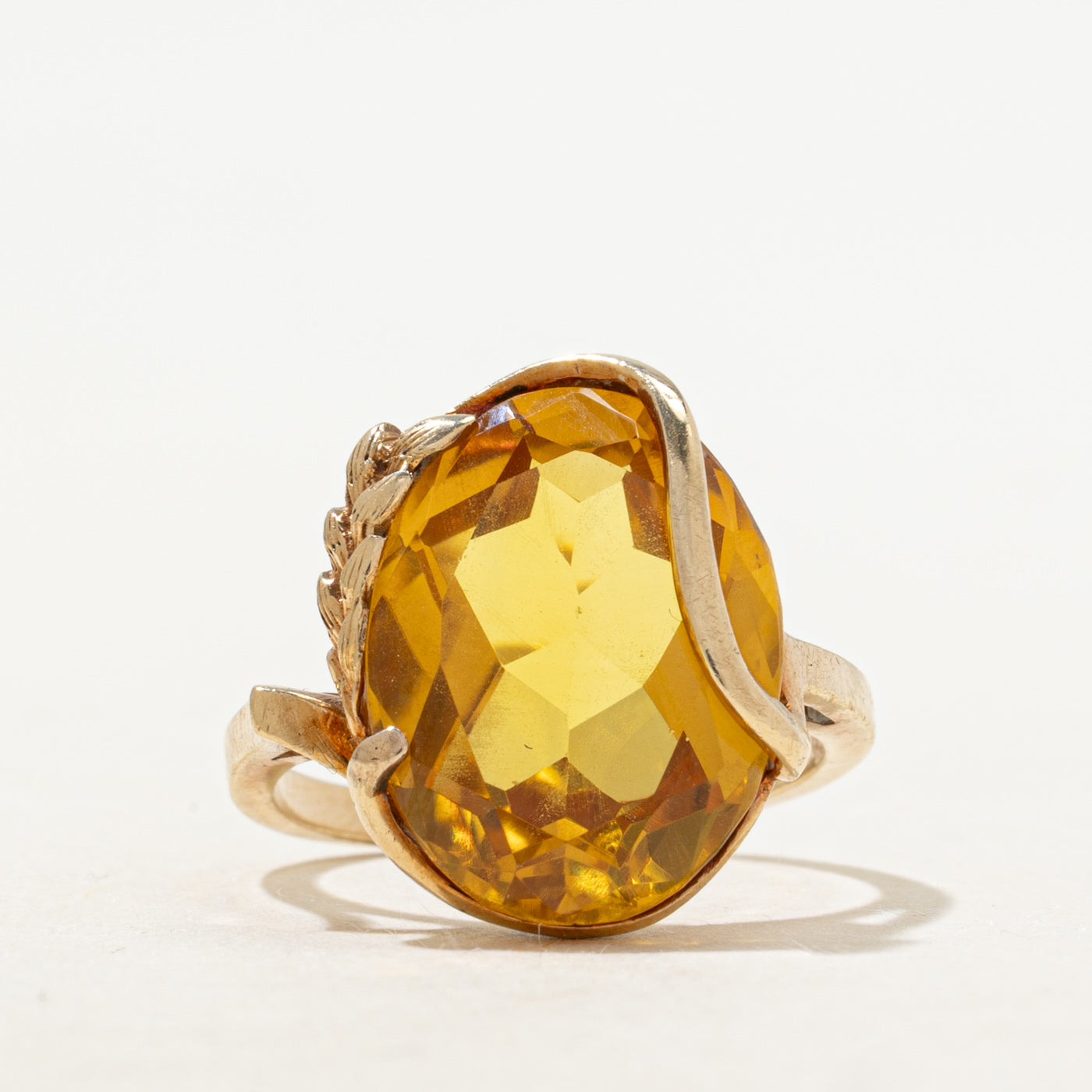 Synthetic Yellow Sapphire Textured Cocktail Ring | 8.70ct | SZ 5.5