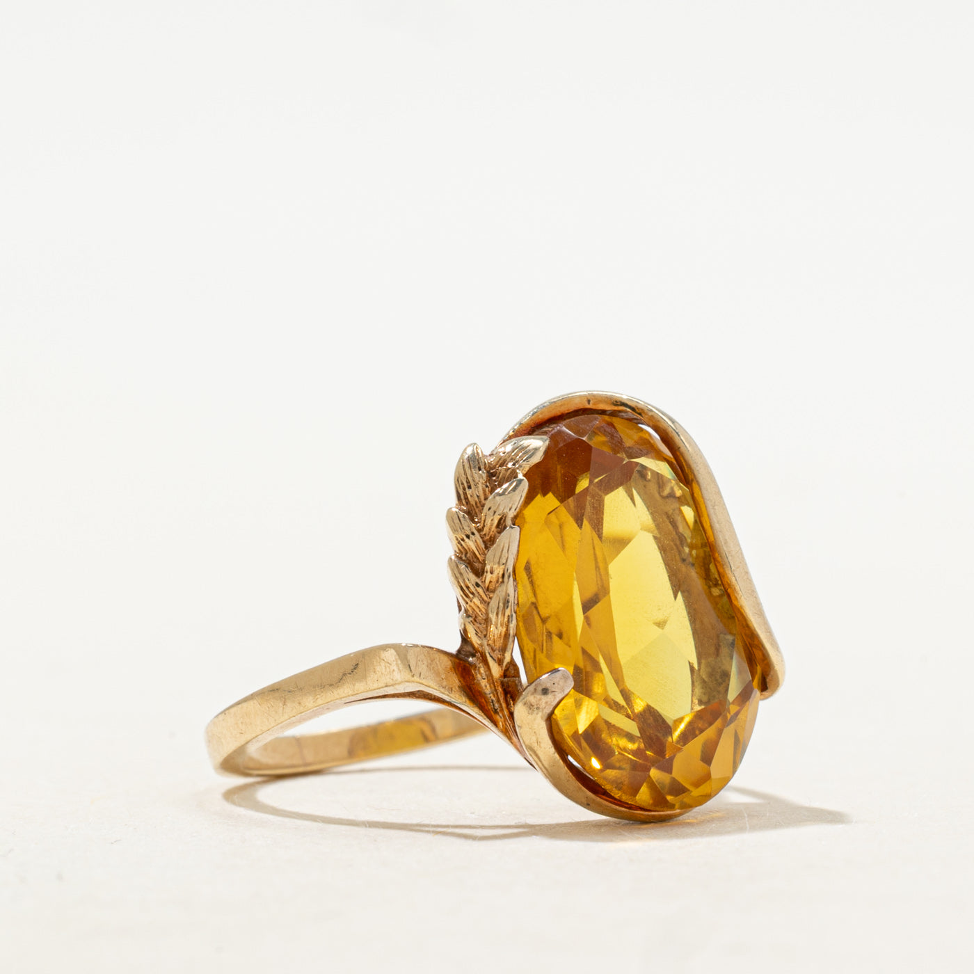 Synthetic Yellow Sapphire Textured Cocktail Ring | 8.70ct | SZ 5.5