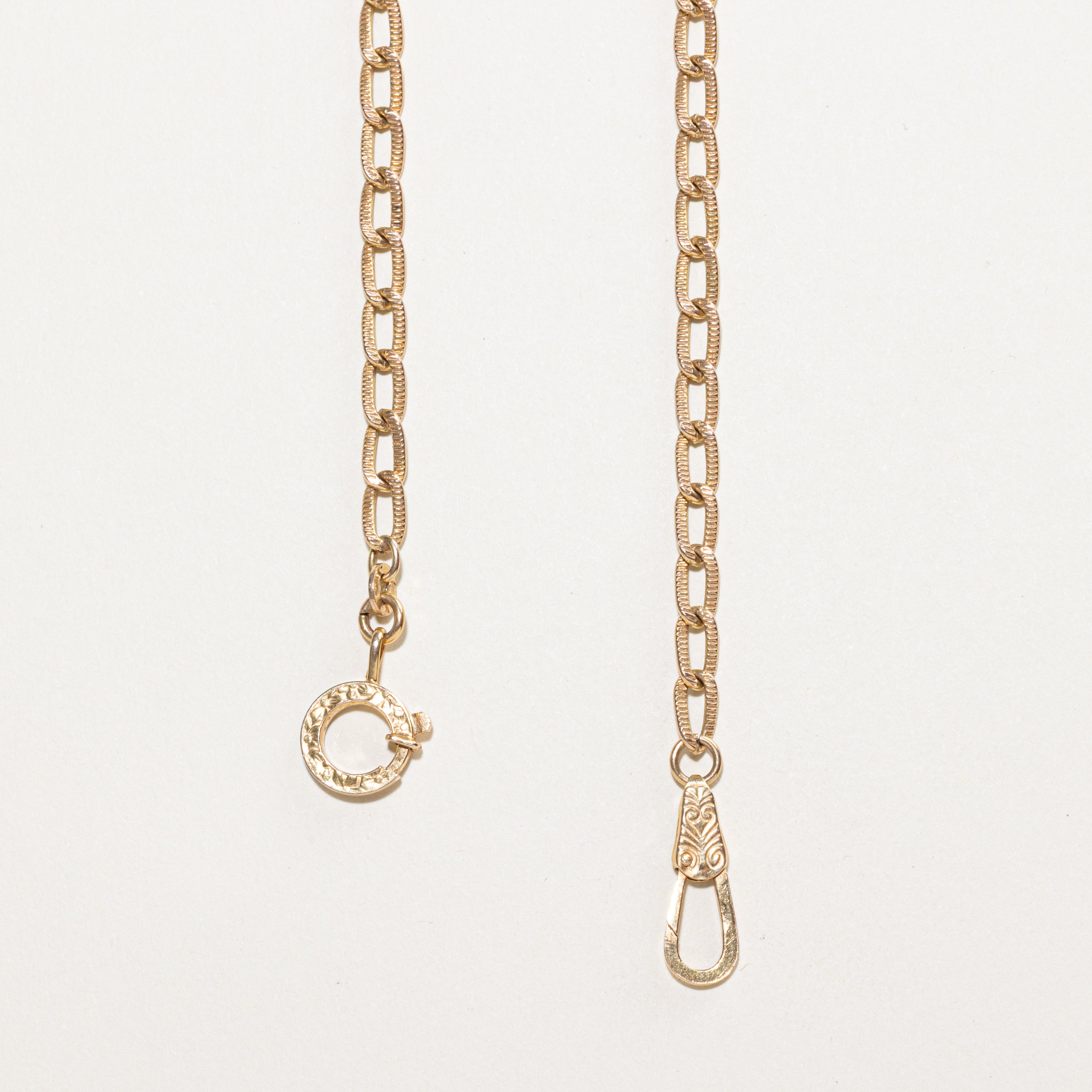 Italian 10k Yellow Gold Dog Clip Watch Chain | 15"