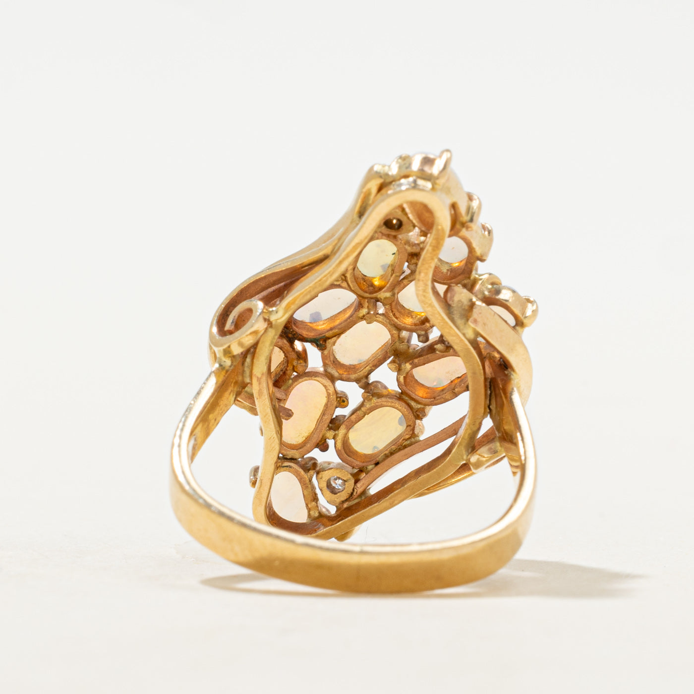 Opal & Diamond Waterfall Cocktail Ring | 0.95ctw, 0.04ct | SZ 3.75