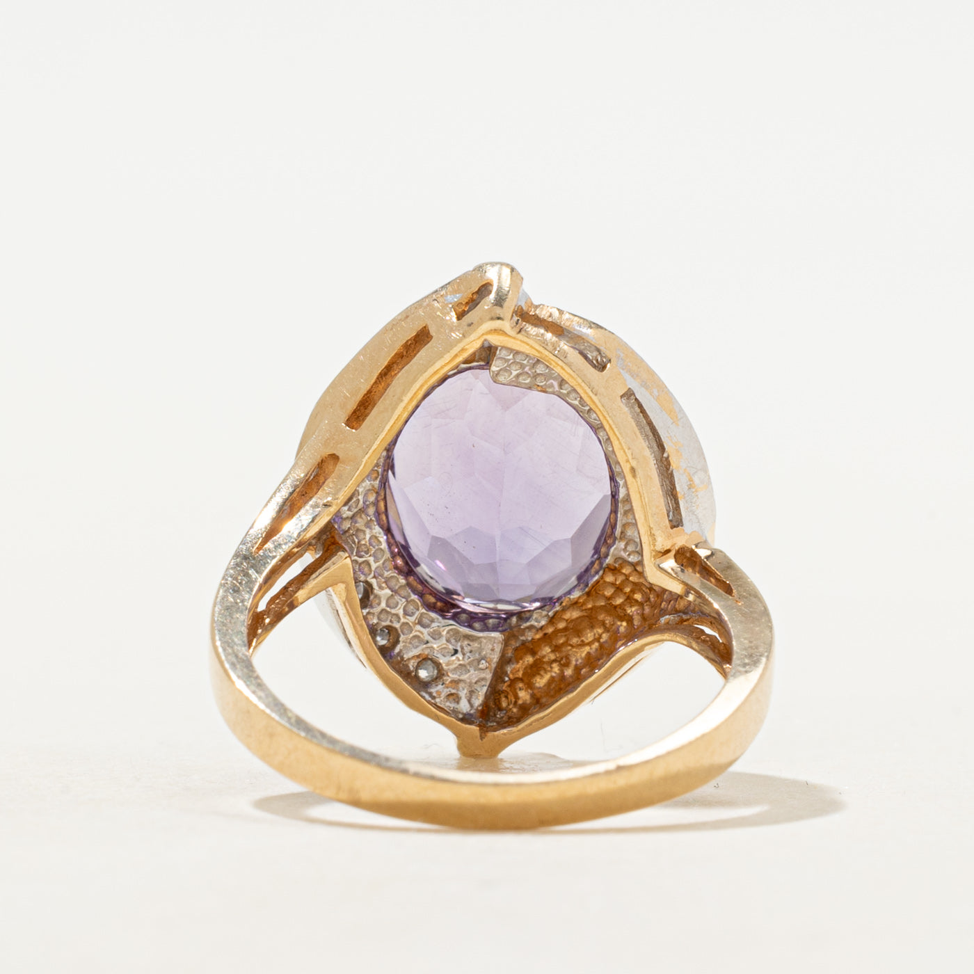 Oval Cut Amethyst & Diamond Cocktail Ring | 3.97ct, 0.02ct | SZ 7