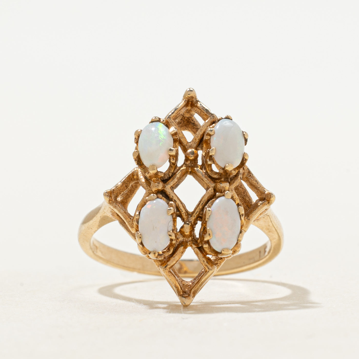 Four Stone Opal Openwork Cocktail Ring | 0.40ctw | SZ 6.25