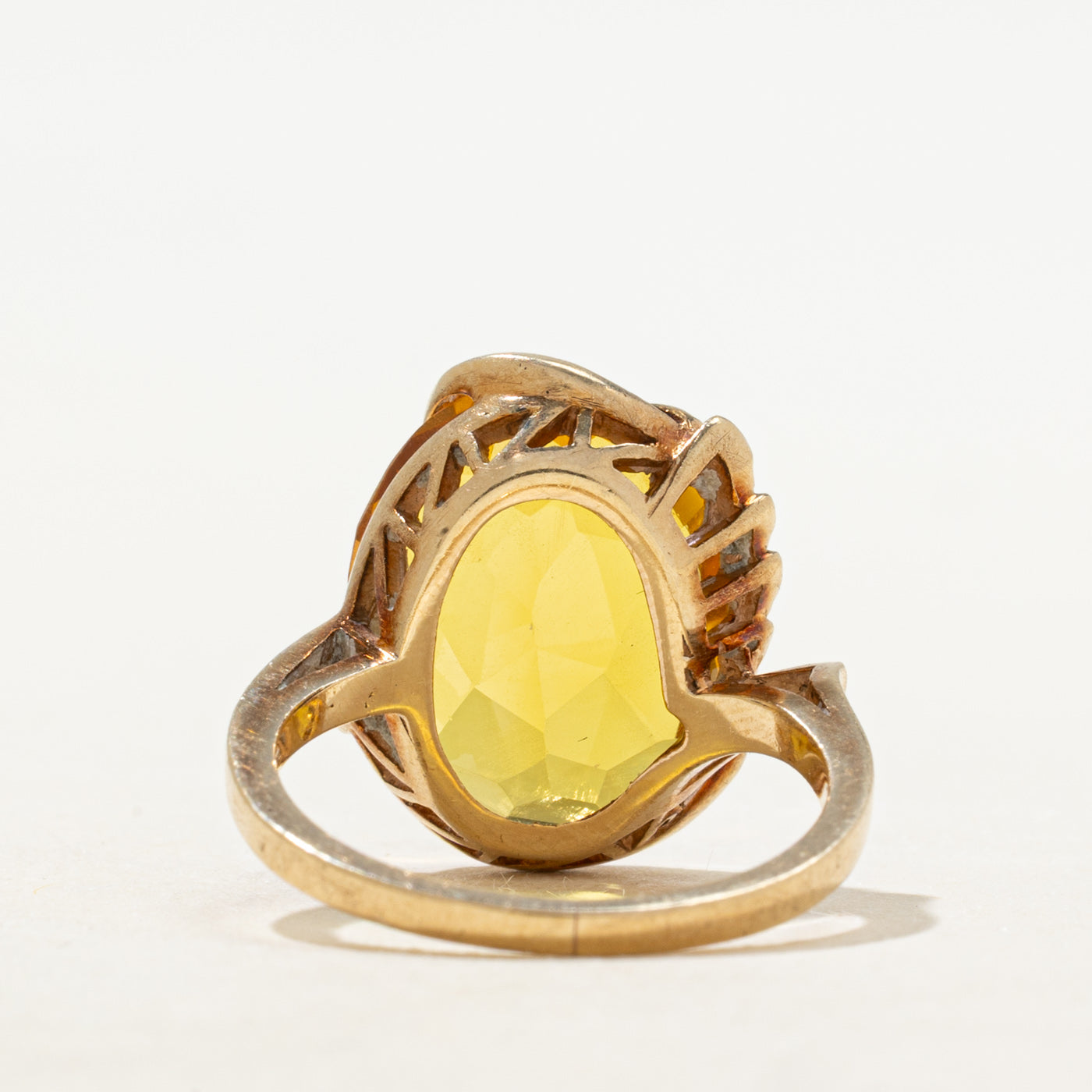 Synthetic Yellow Sapphire Textured Cocktail Ring | 8.70ct | SZ 5.5