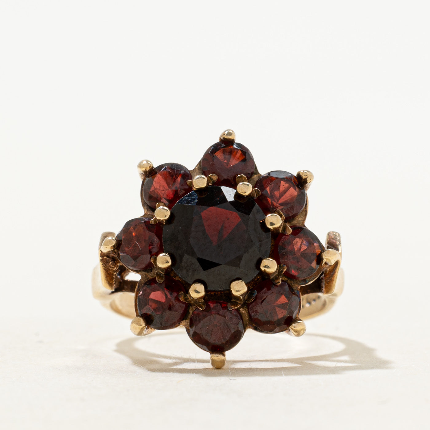 Garnet Petal Halo Cocktail Ring | 4.84ctw | SZ 6
