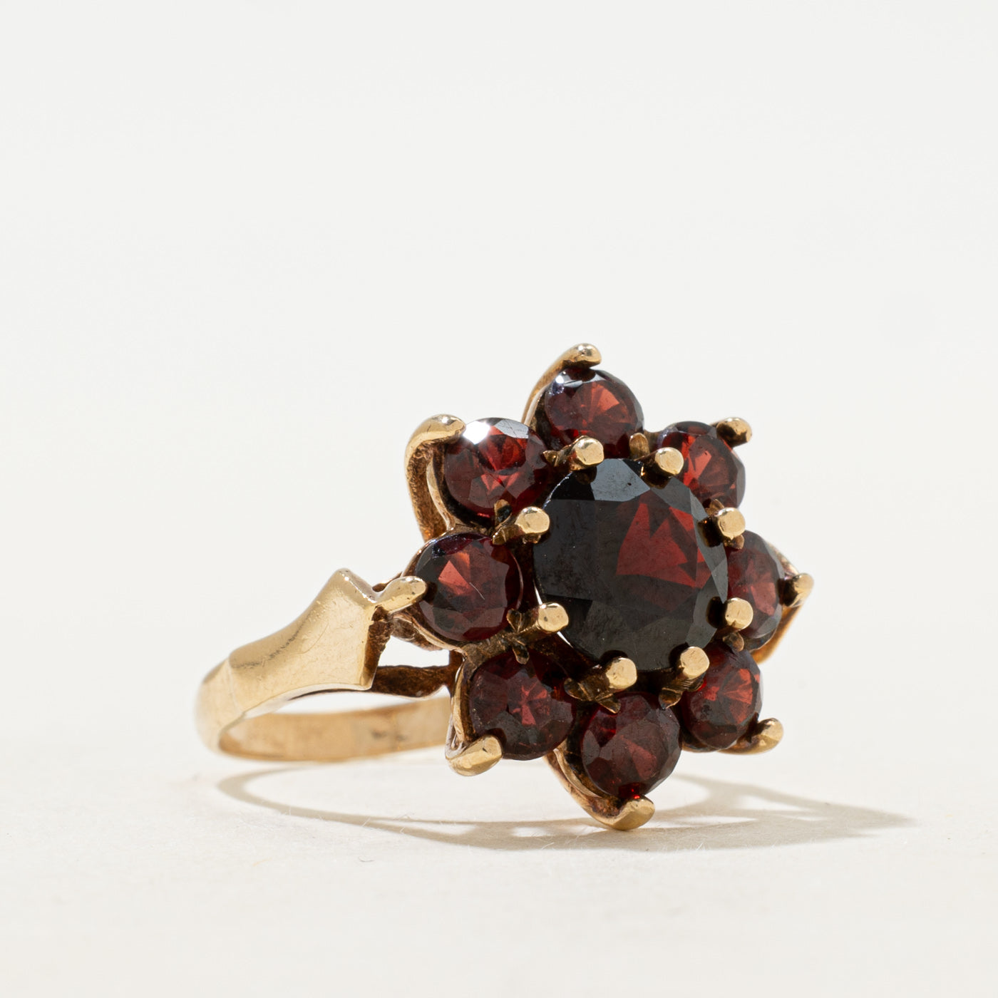 Garnet Petal Halo Cocktail Ring | 4.84ctw | SZ 6