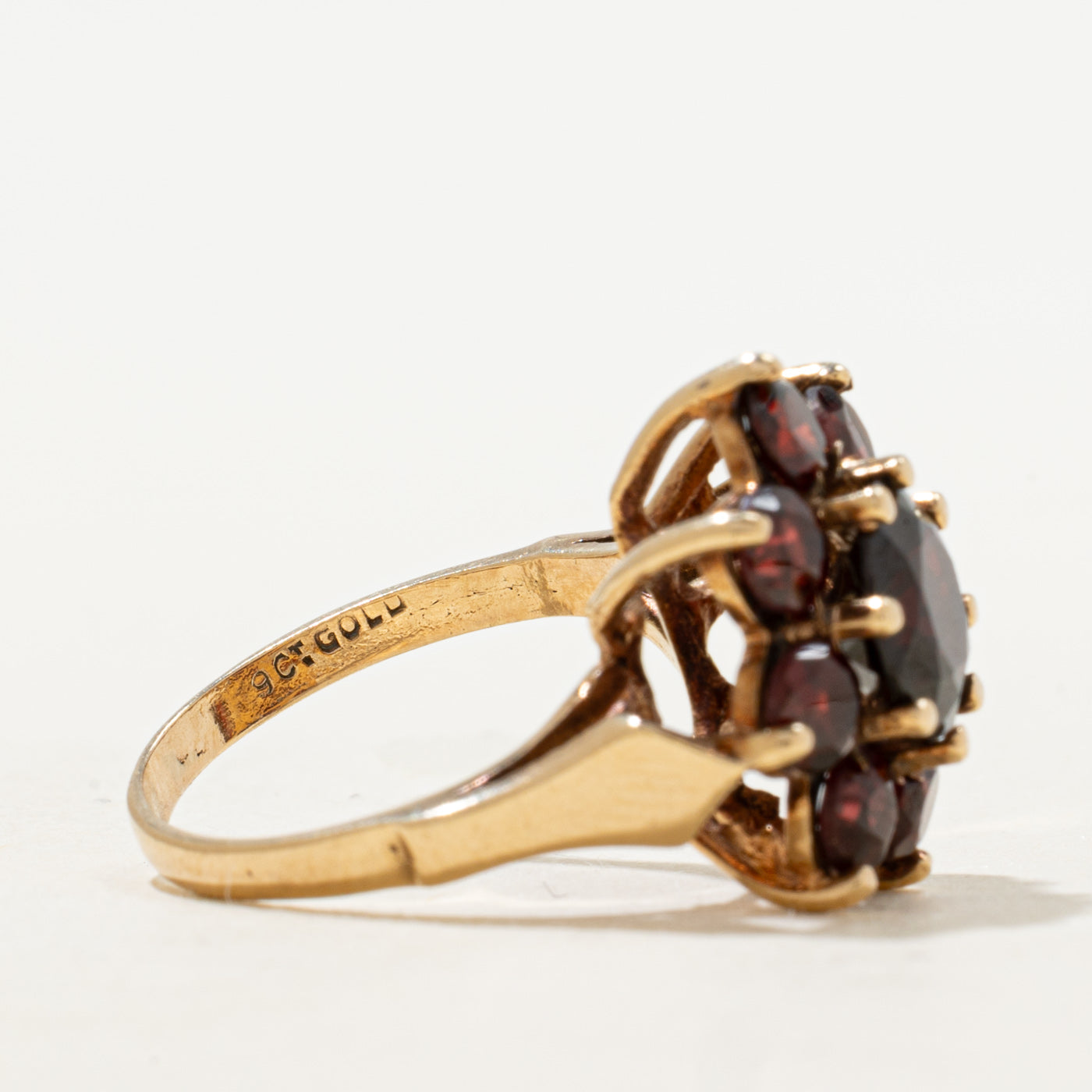 Garnet Petal Halo Cocktail Ring | 4.84ctw | SZ 6