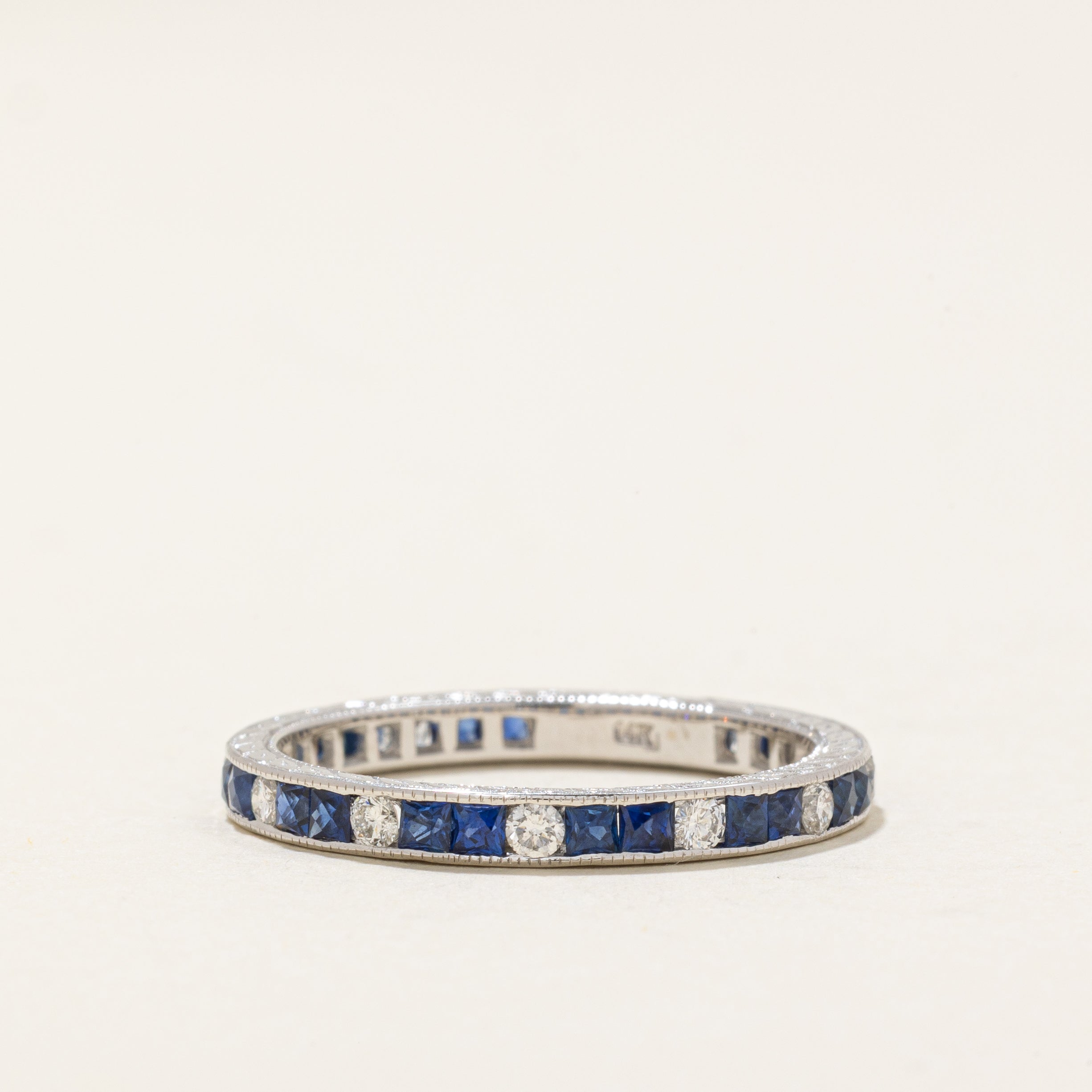 '100 Ways' Art Deco Inspired Sapphire & Diamond Eternity Band | 0.85ctw, 0.30ctw | SZ 6.75