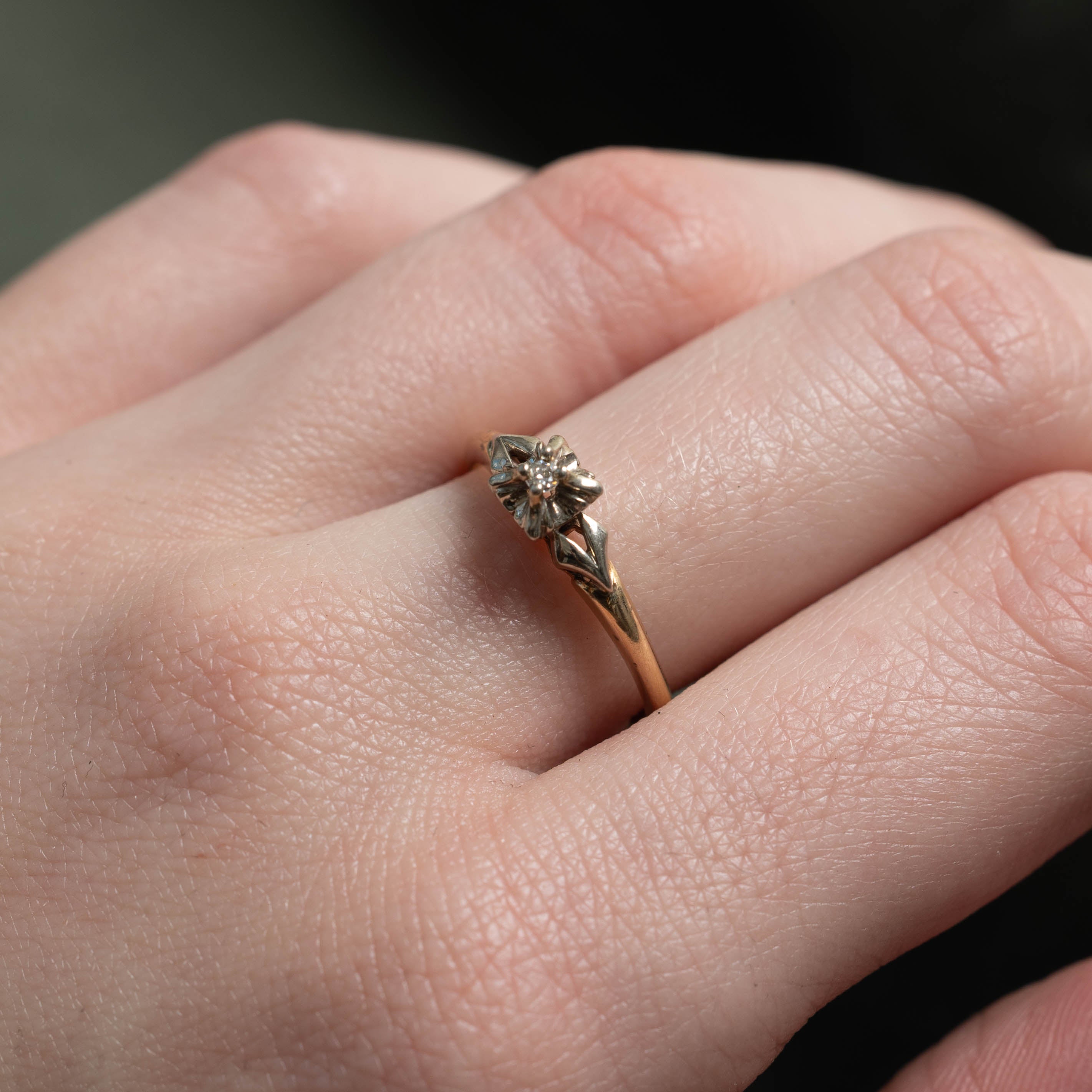 Vintage Canadian 14k Illusion Set Diamond Openwork Ring | SZ 7