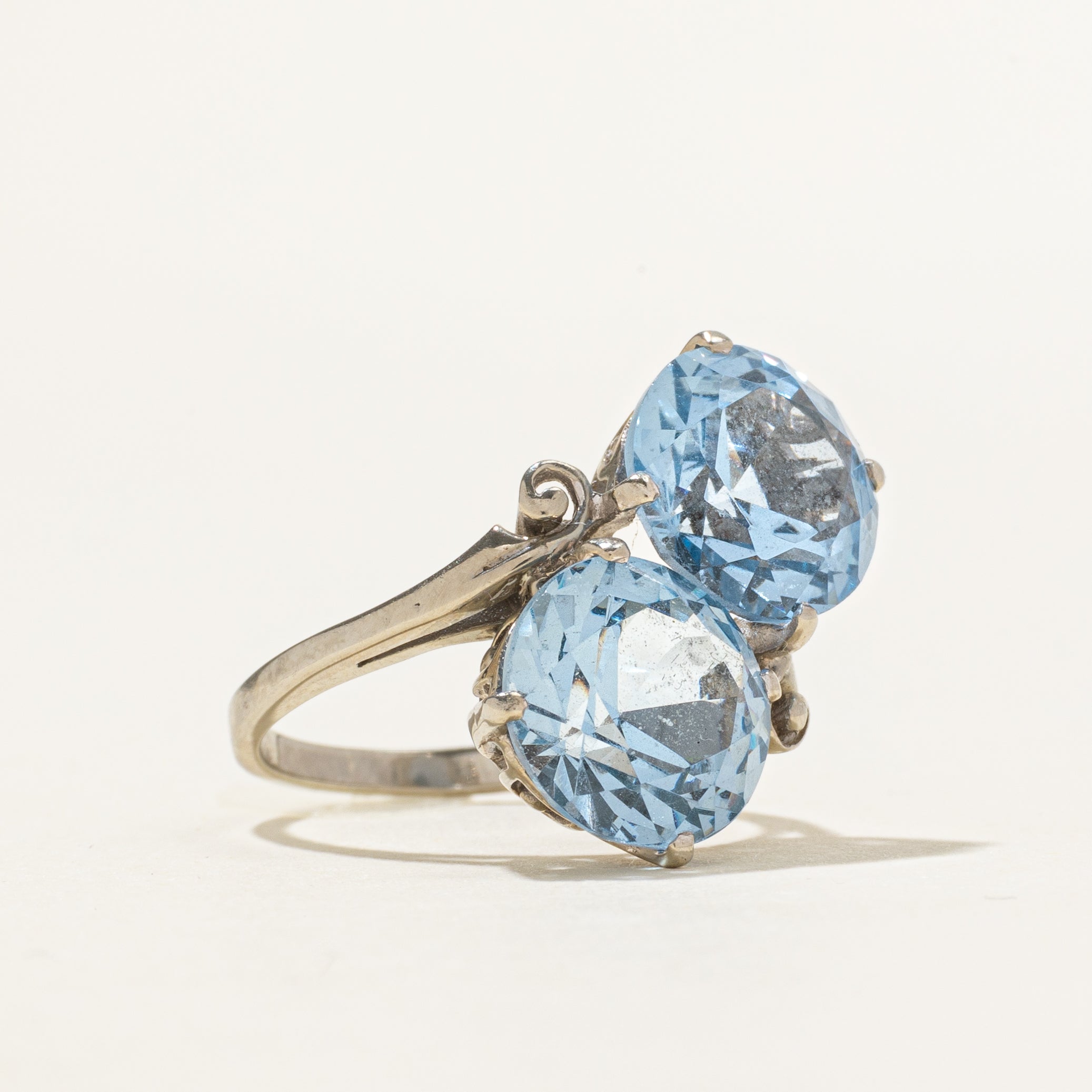 'Birks' Toi et Moi Aquamarine Cocktail Ring | 6.43ctw | SZ 6