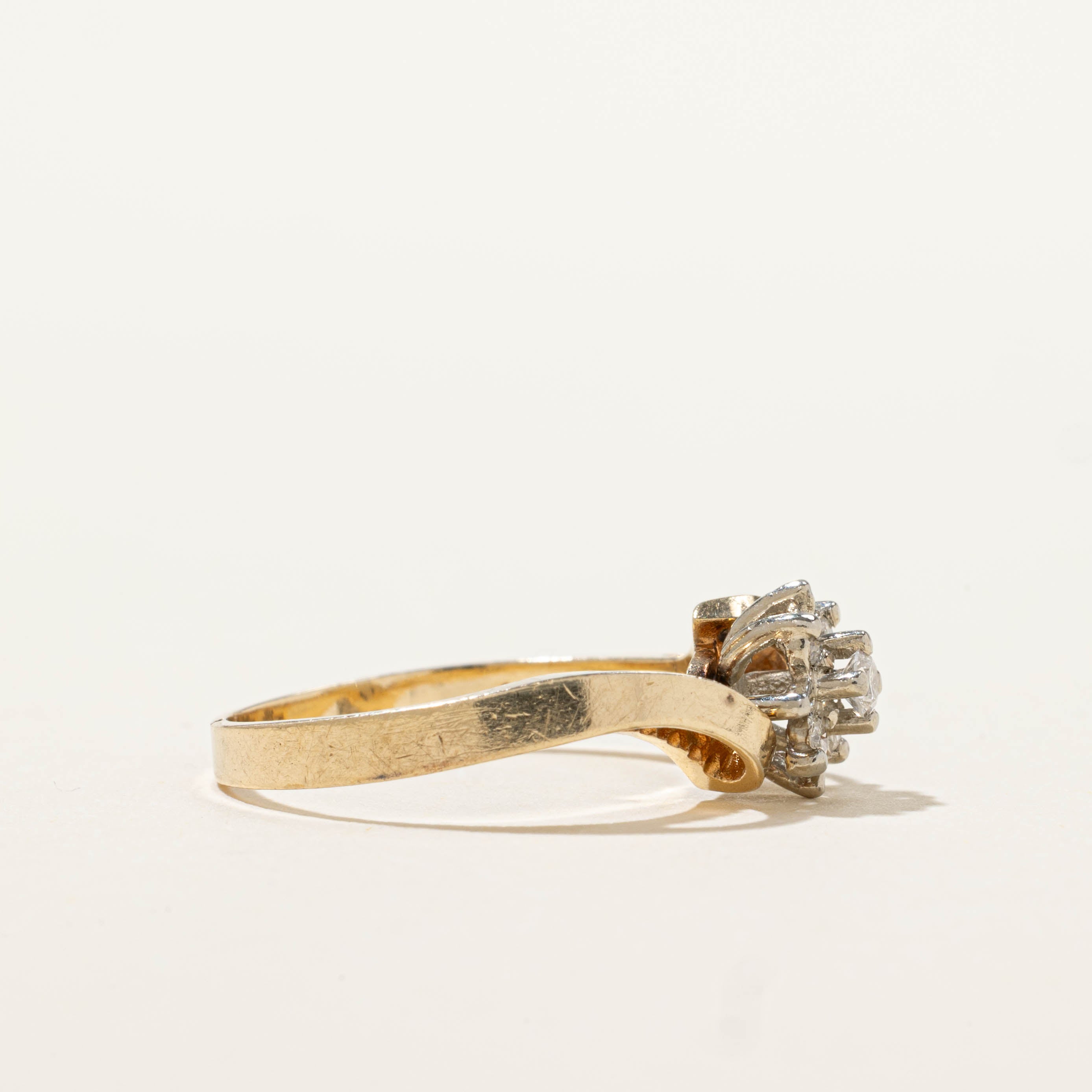 10k Diamond Flower Cluster Bypass Ring | SZ 6