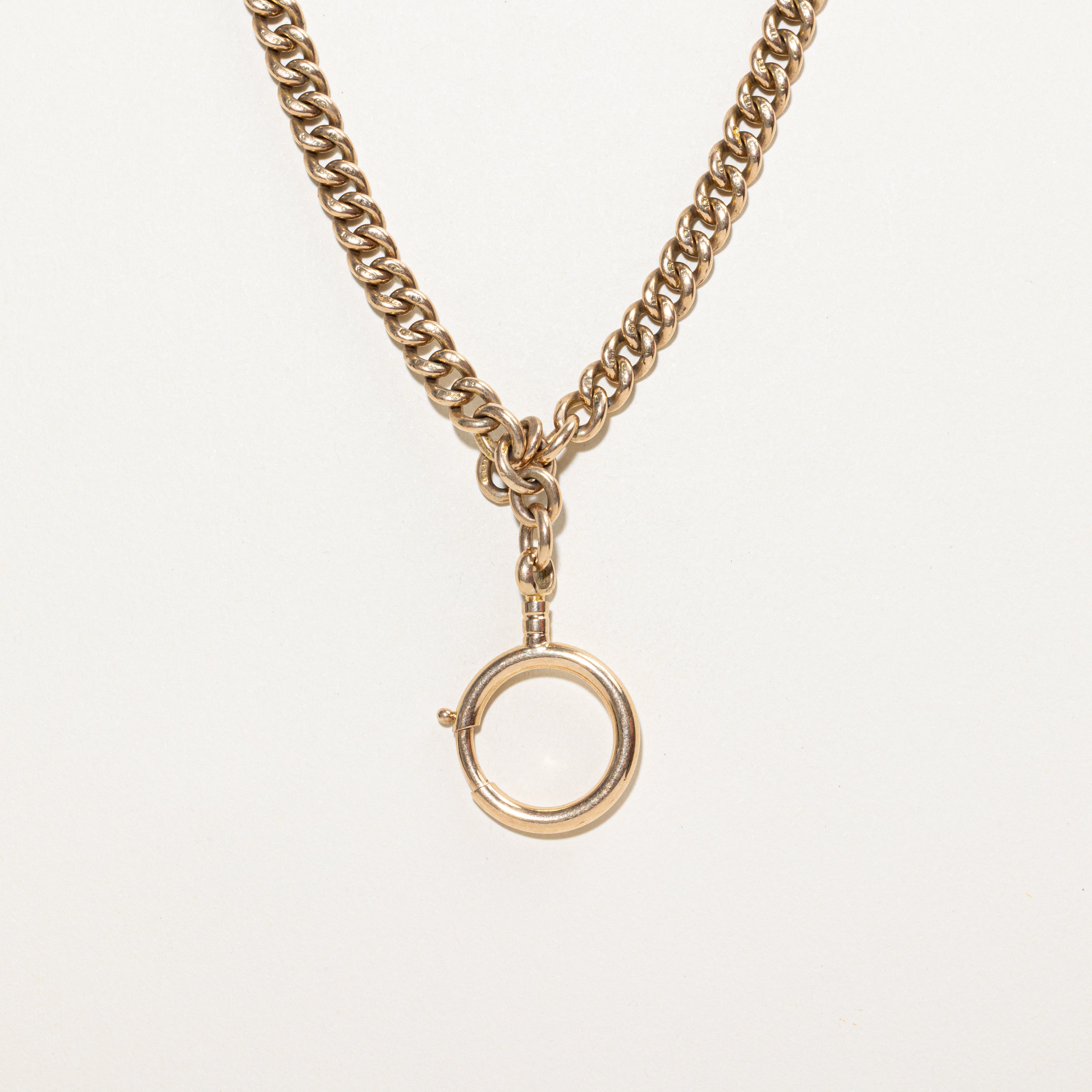 Antique UK Yellow Gold Dog Clip Watch Chain | 16"