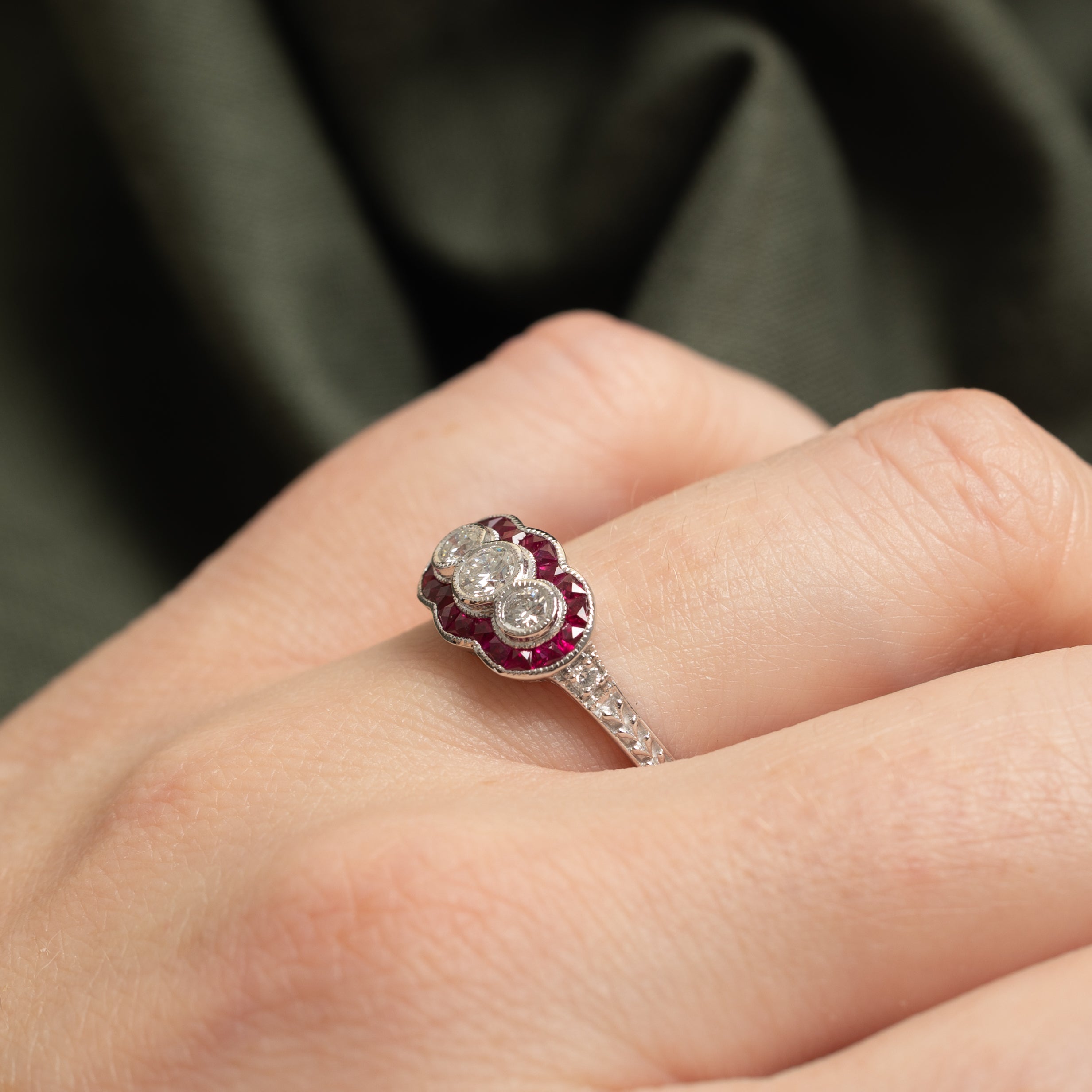 '100 Ways' Art Deco Inspired Ruby and Diamond Ring |SZ 6.75