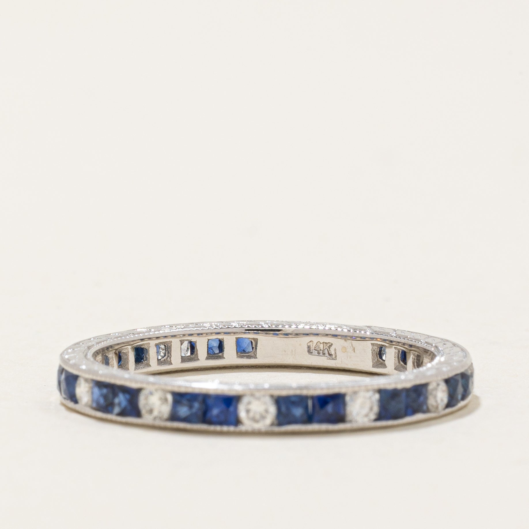 '100 Ways' Art Deco Inspired Sapphire & Diamond Eternity Band | 0.85ctw, 0.30ctw | SZ 6.75
