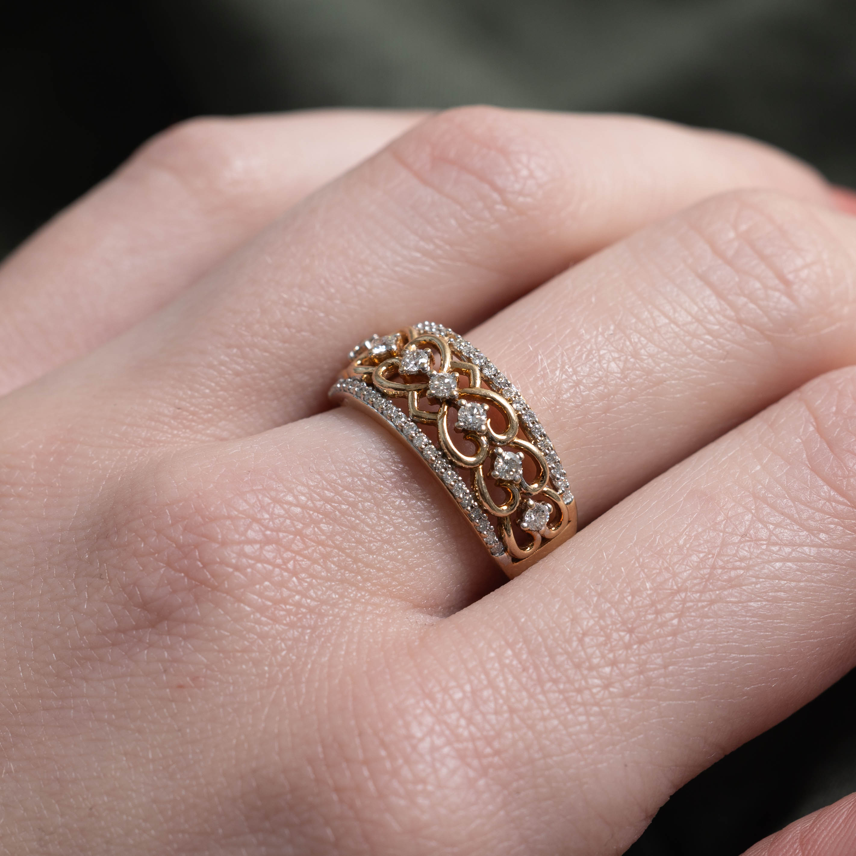 10k Diamond Openwork Heart Pattern Band | SZ 7