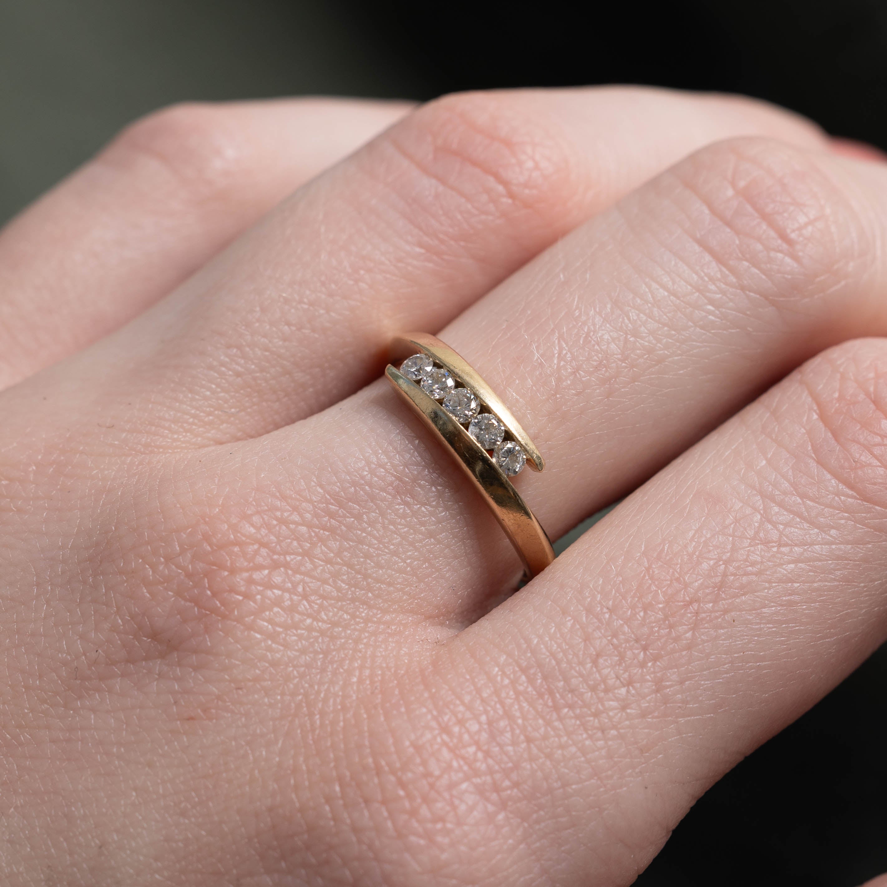 14k Five Stone Diamond Bypass Ring | SZ 6.5