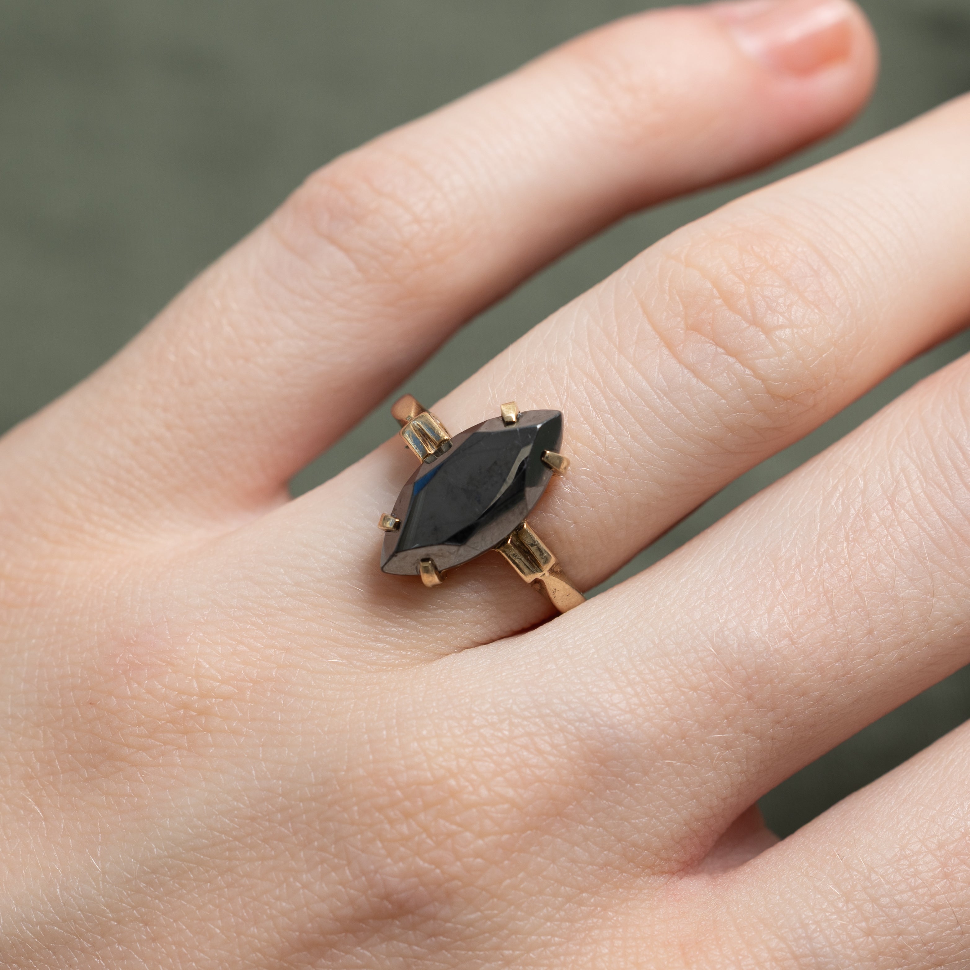 Hematite Navette Ring | SZ 4.25