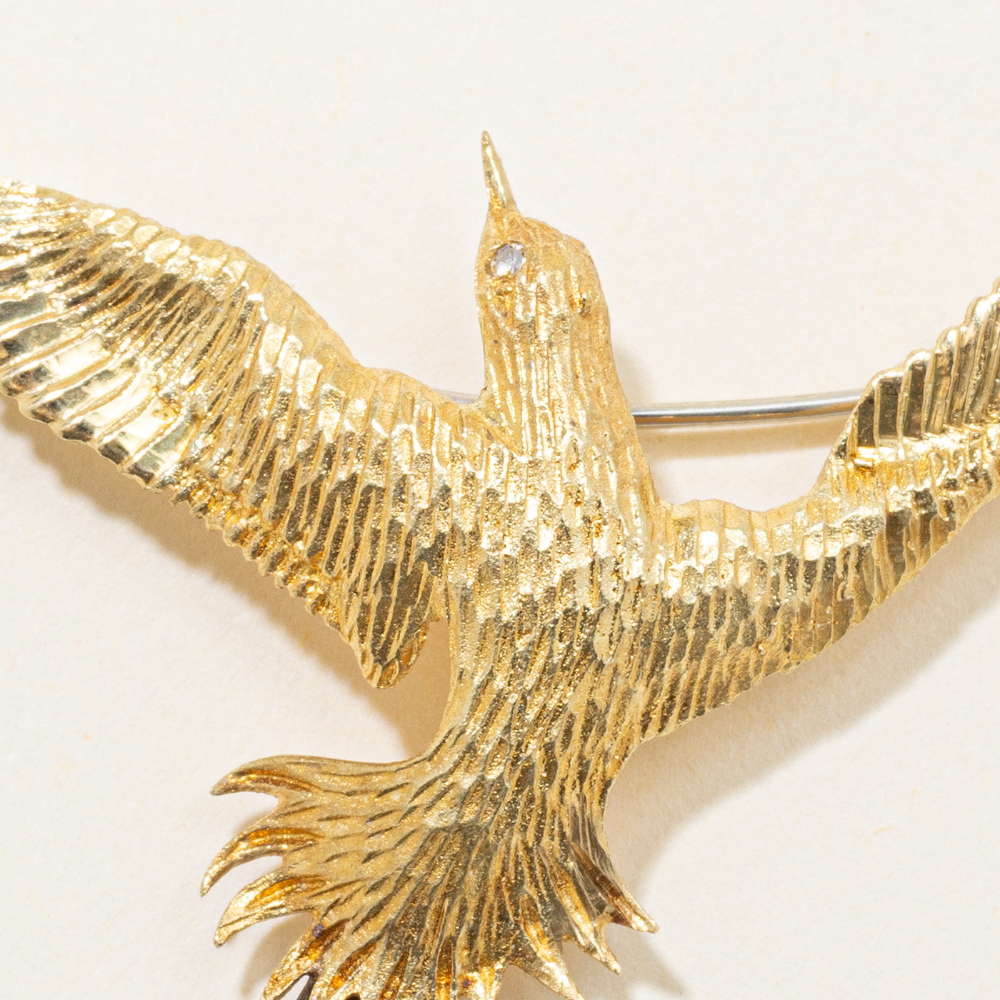18k Yellow Gold Diamond Large Phoenix Brooch