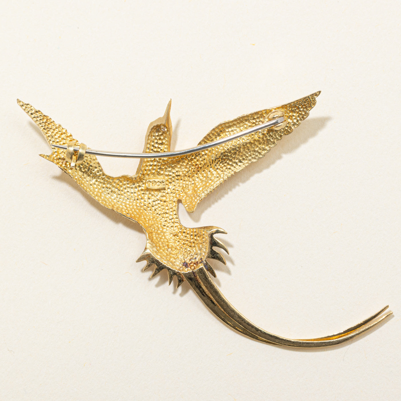18k Yellow Gold Diamond Large Phoenix Brooch