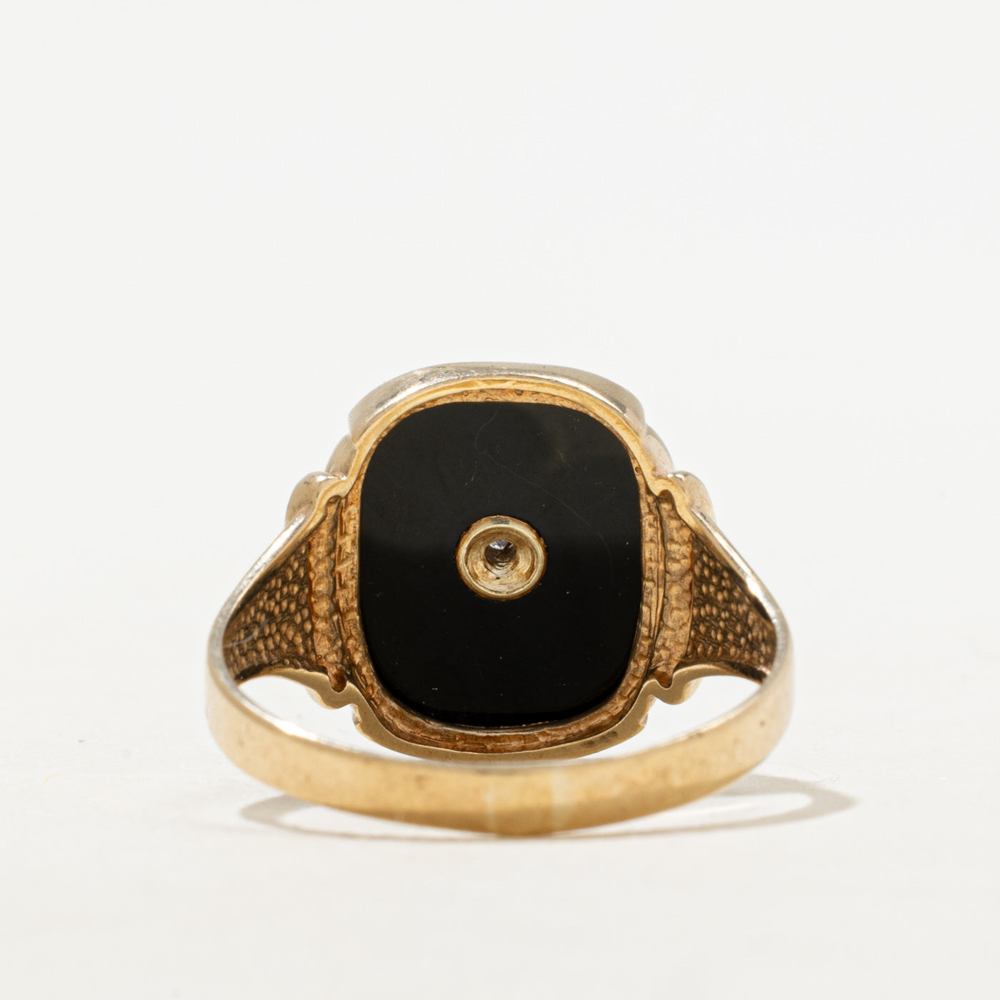 1987 London Bezel Set Onyx & Diamond Ring | 2.85ct, 0.005ct | SZ 9.5