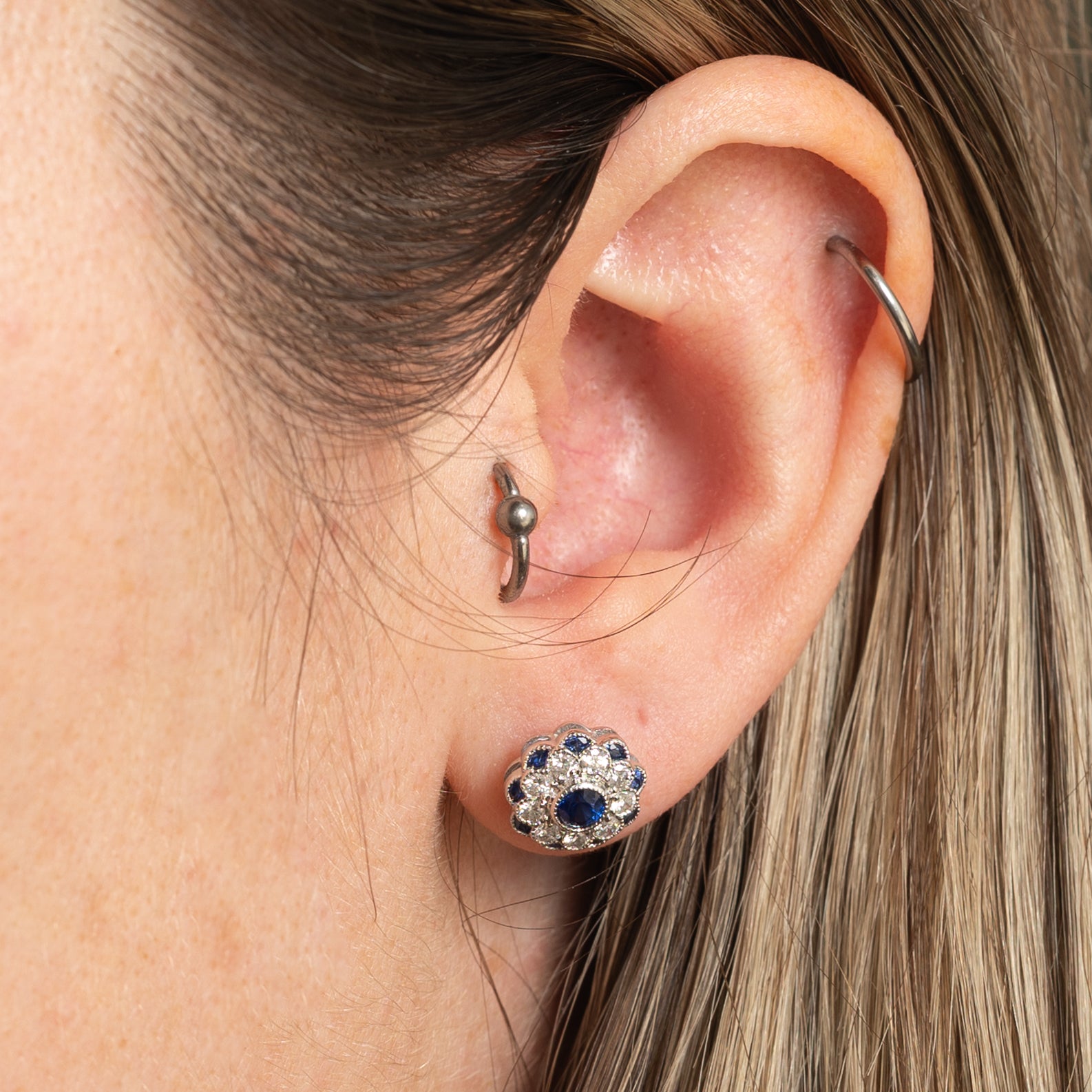 '100 Ways' Art Deco Inspired Diamond and Sapphire Earrings