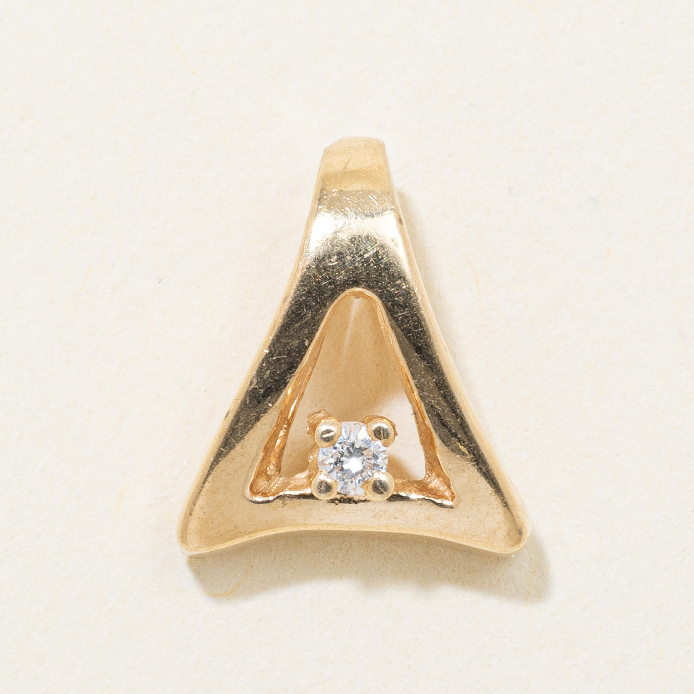 14k Yellow Gold Diamond Triangle Pendant