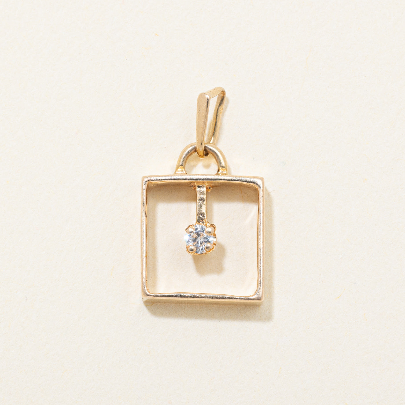14k Yellow Gold Framed Diamond Charm