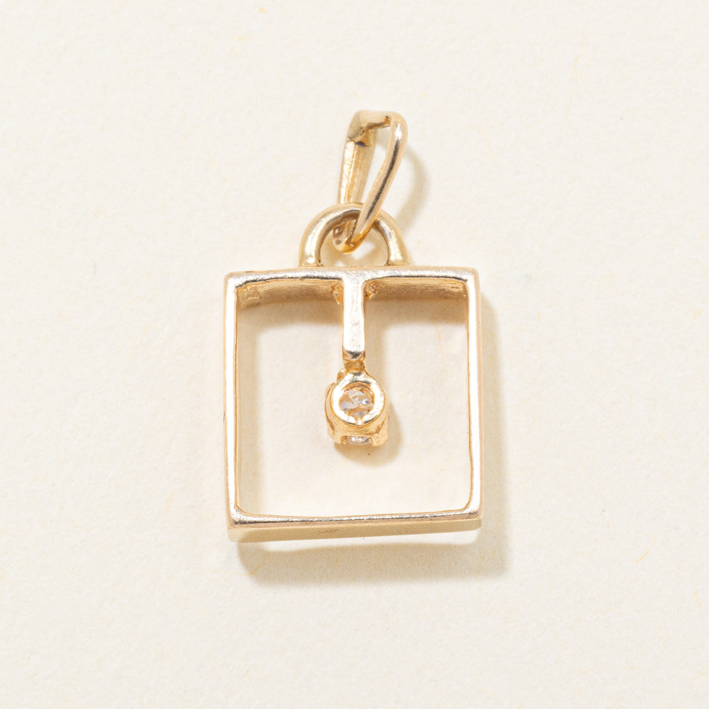 14k Yellow Gold Framed Diamond Charm