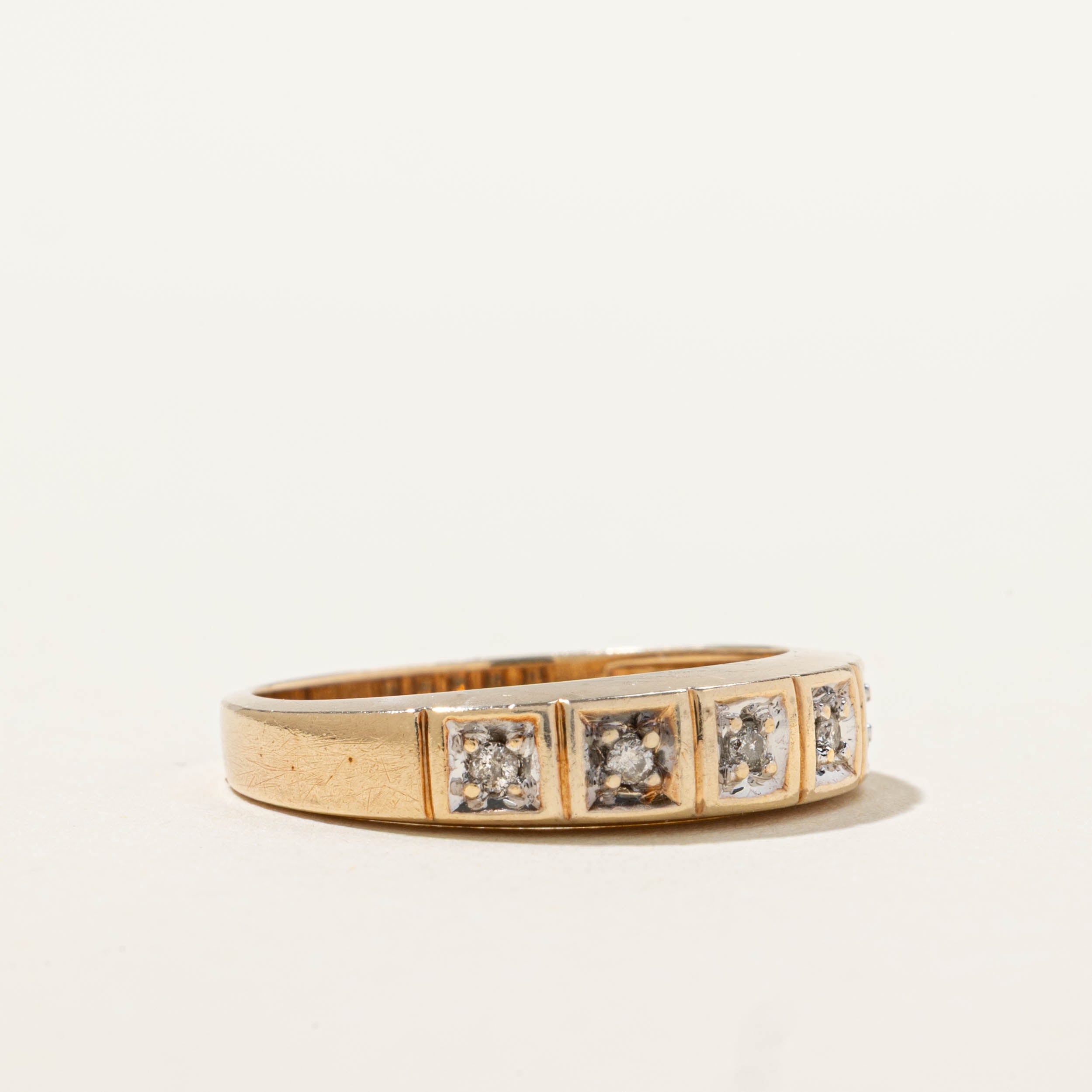 10k Five Stone Diamond Geometric Band | SZ 7