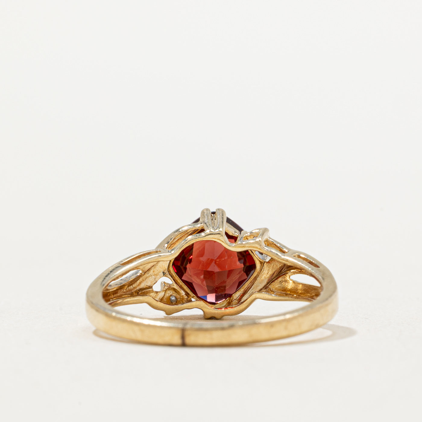 Cushion Cut Garnet & Diamond Ring | 1.85ct, 0.01ctw | SZ 7