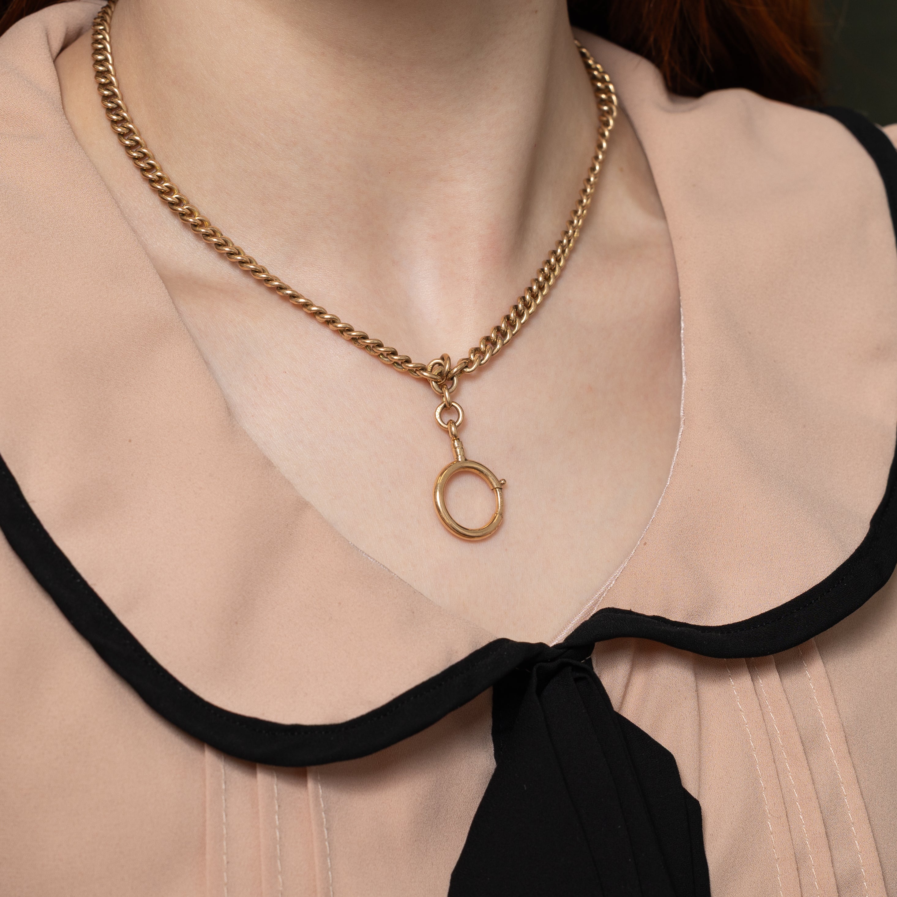 Antique UK Yellow Gold Dog Clip Watch Chain | 16"