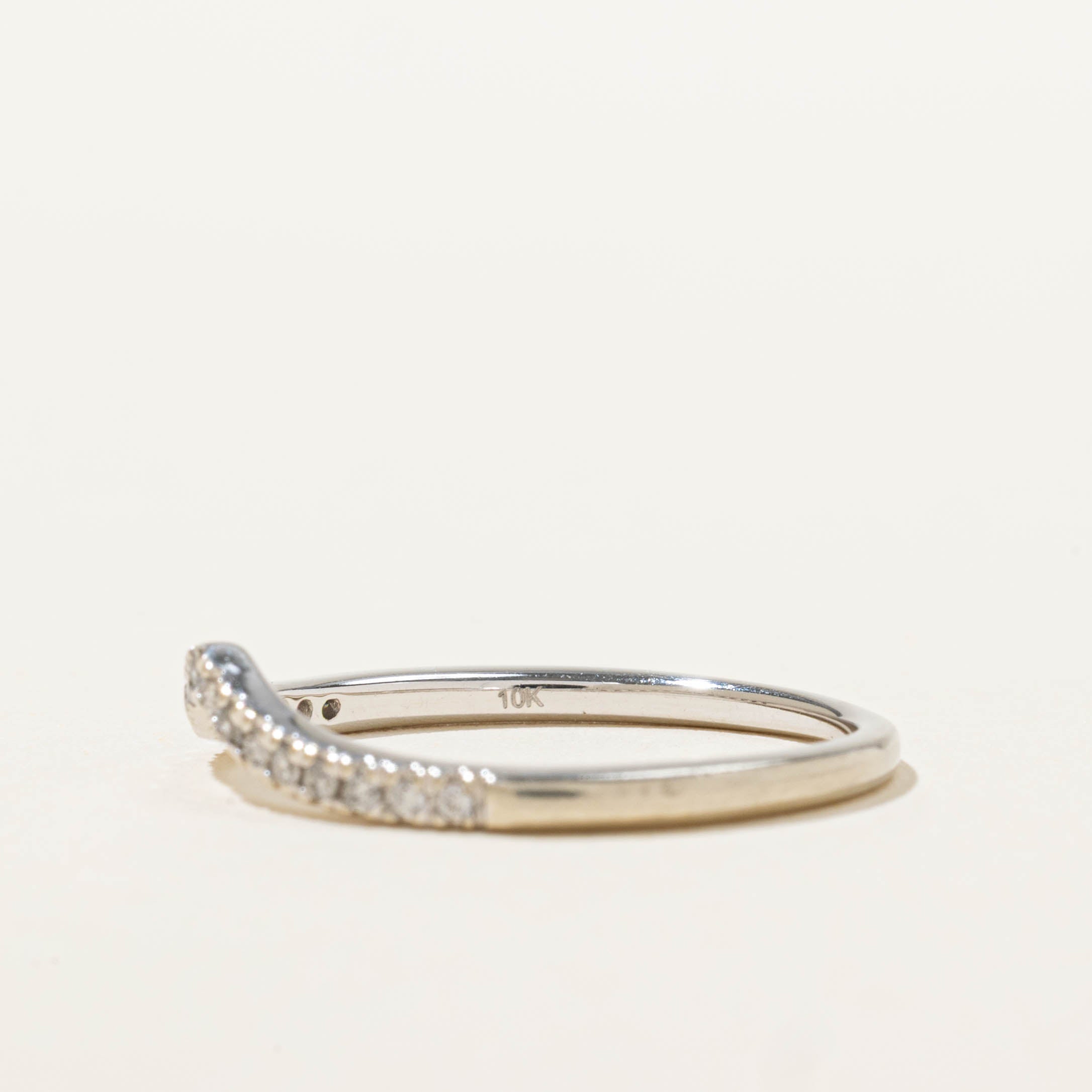 10k Semi Eternity Diamond Chevron Ring | SZ 7