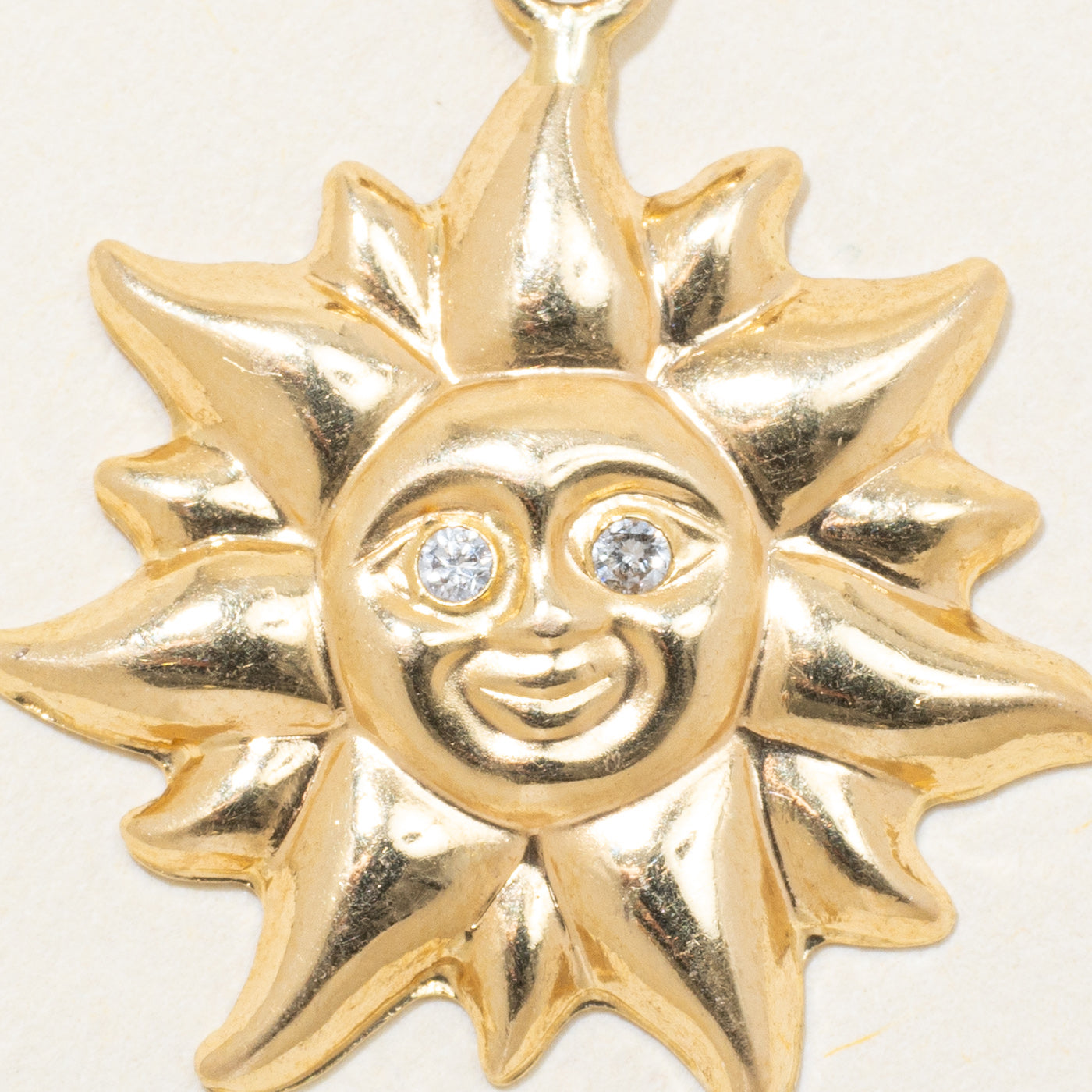 18k Yellow Gold Diamond Sun Face Pendant
