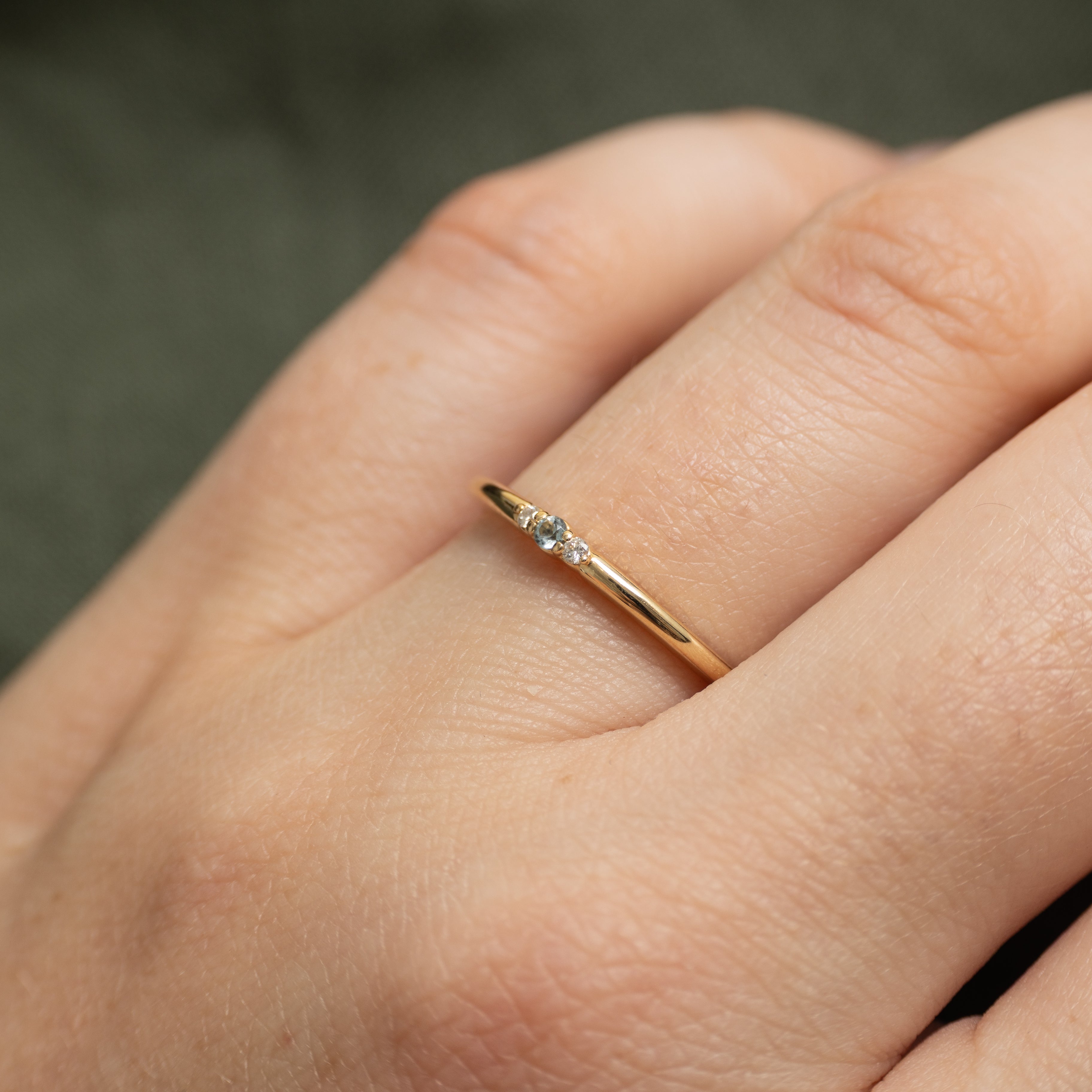 '100 Ways' Three-Stone Diamond & Aquamarine Ring | 0.006ctw, 0.004ct | SZ 7