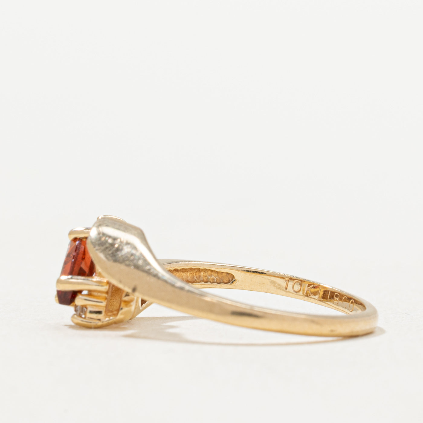 Marquise Cut Garnet & Diamond Bypass Ring | 0.21ct, 0.02ctw | SZ 4.5