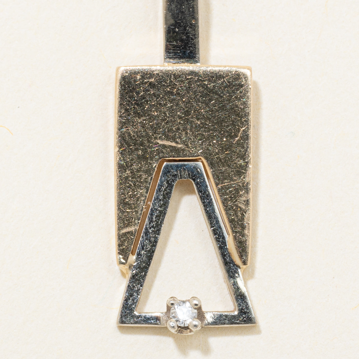 14k Two Tone Gold Diamond Triangle Bar Pendant