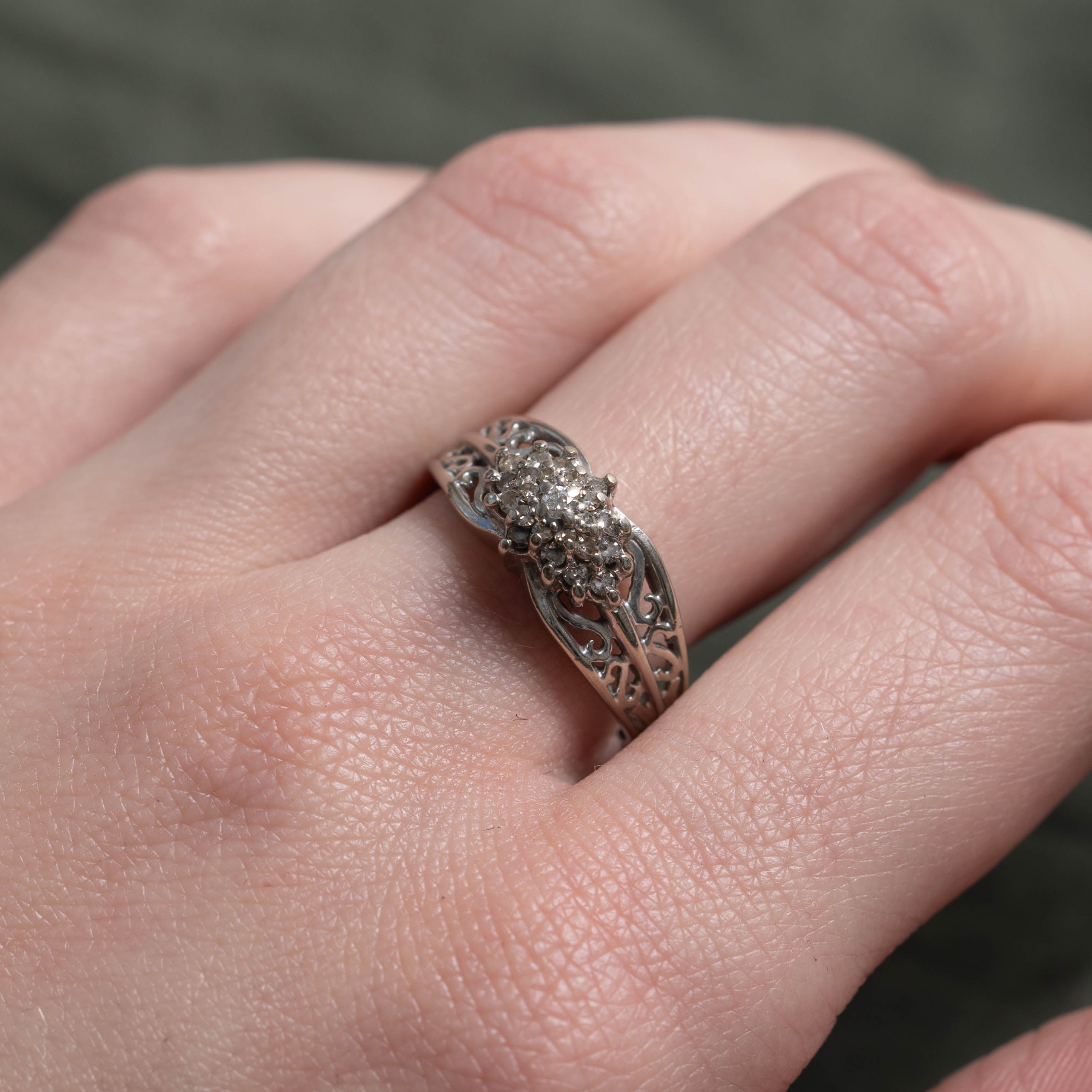 10k Diamond Cluster Openwork Ring | SZ 7.75