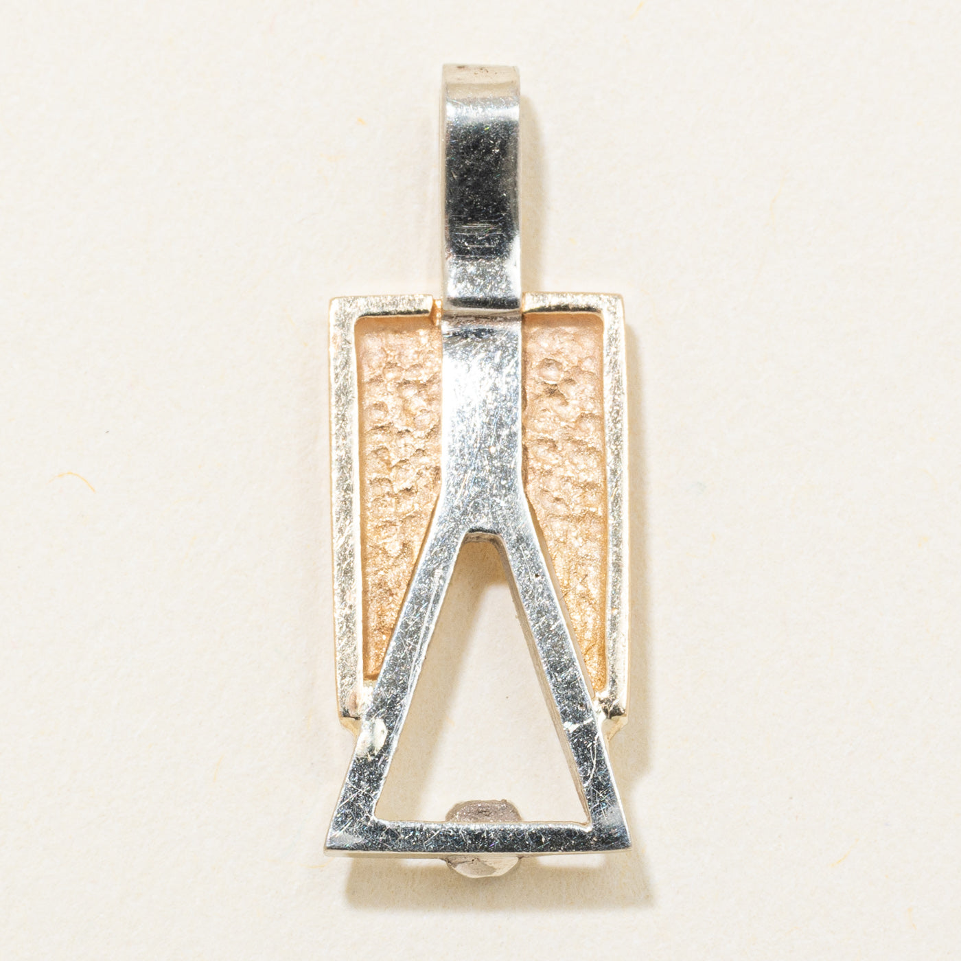 14k Two Tone Gold Diamond Triangle Bar Pendant