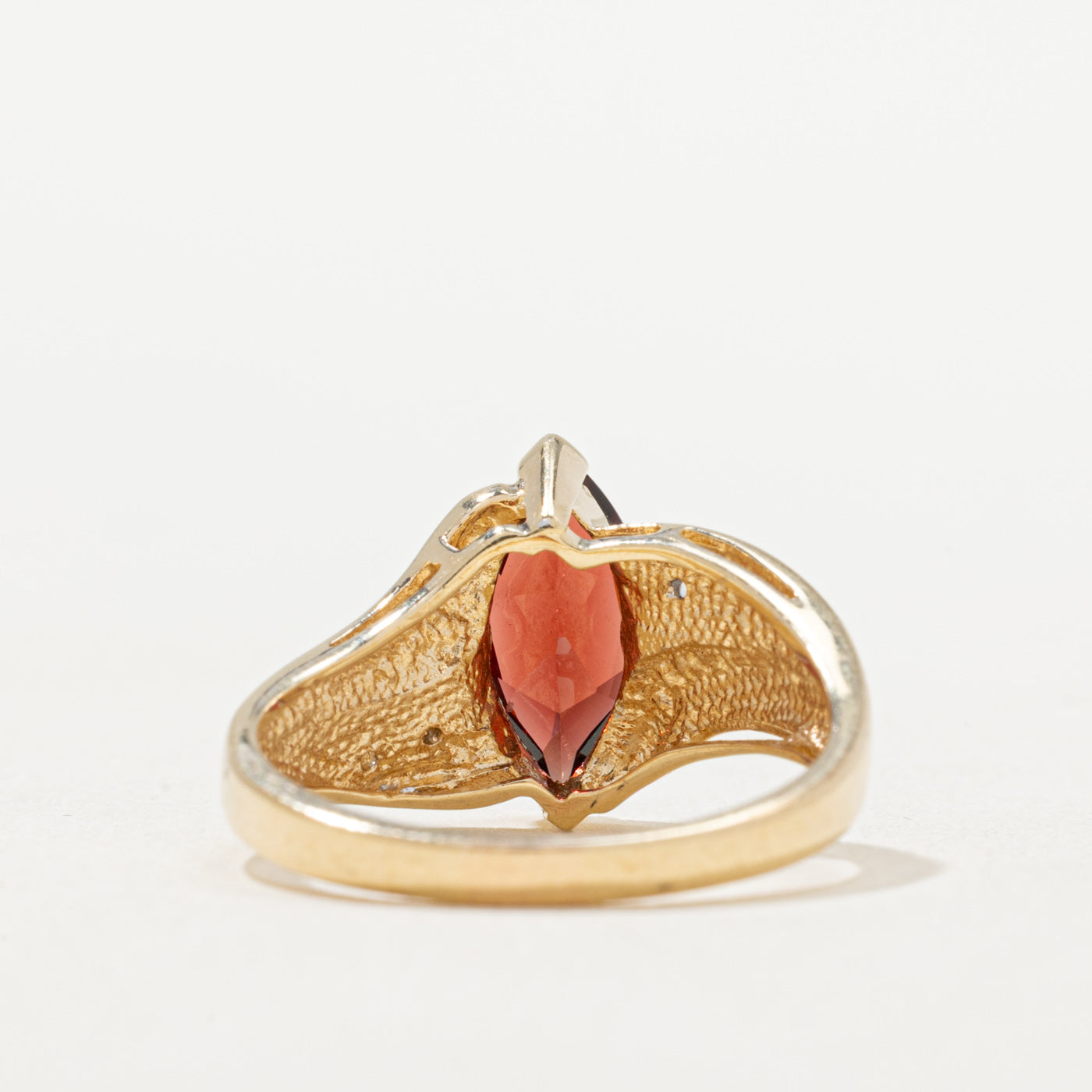 Marquise Cut Garnet & Diamond Ring | 1.70ct, 0.02ctw | SZ 8
